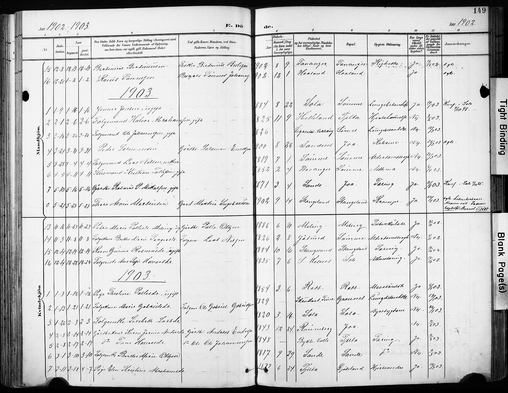 Håland sokneprestkontor, SAST/A-101802/001/30BA/L0013: Parish register (official) no. A 12, 1901-1913, p. 149