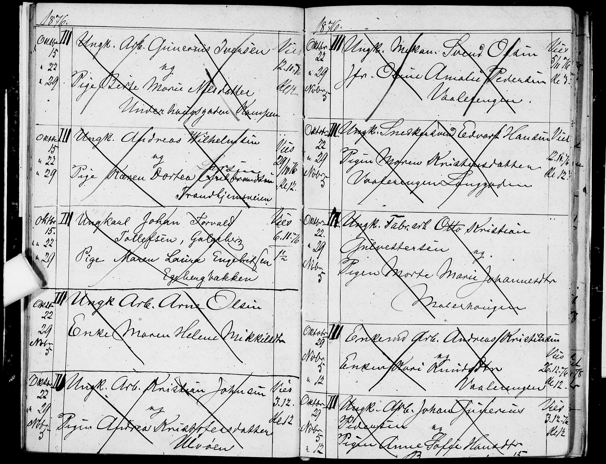 Østre Aker prestekontor Kirkebøker, AV/SAO-A-10840/H/Ha/L0003: Banns register no. I 3, 1873-1878