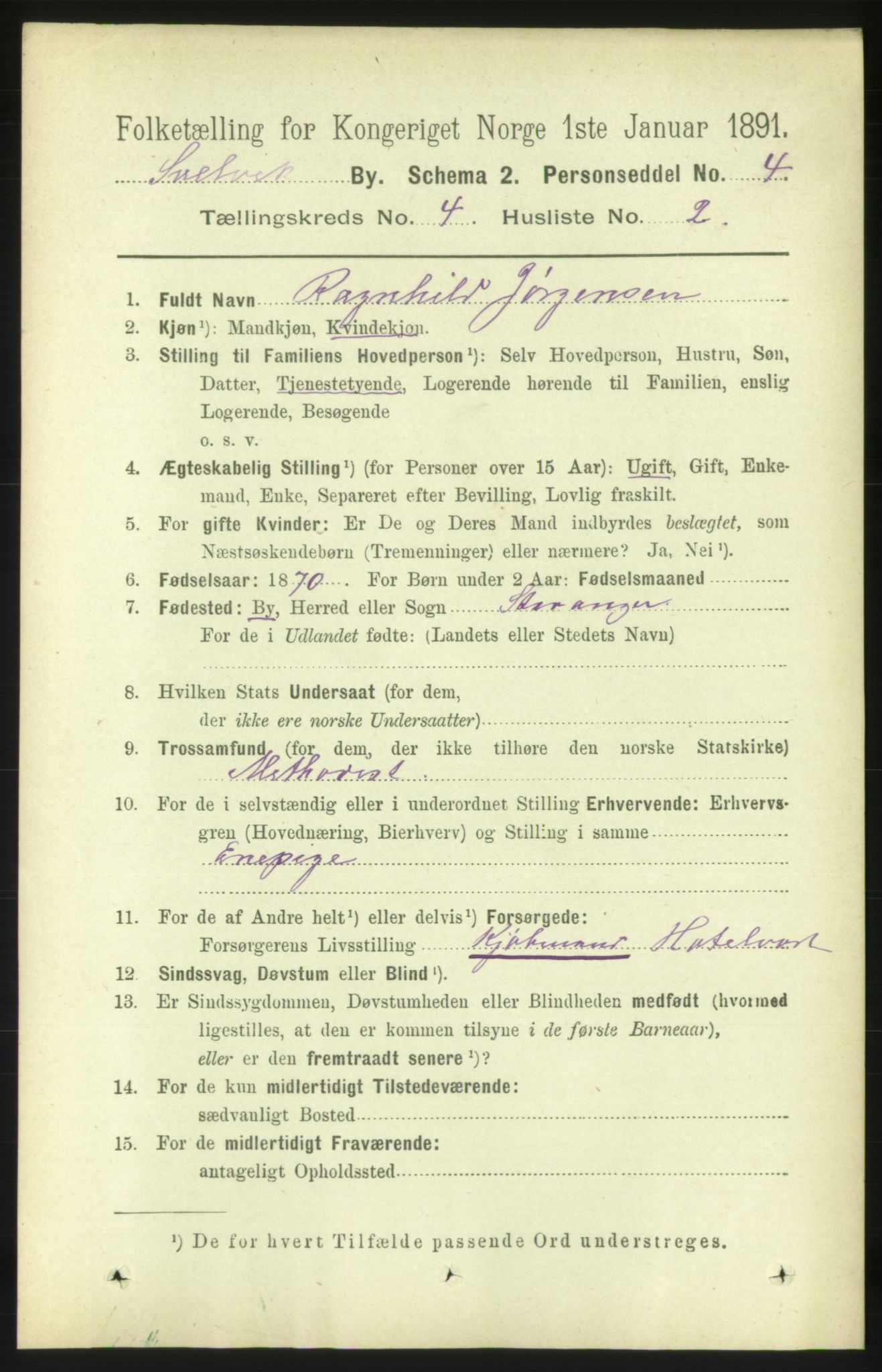 RA, 1891 census for 0701 Svelvik, 1891, p. 1613