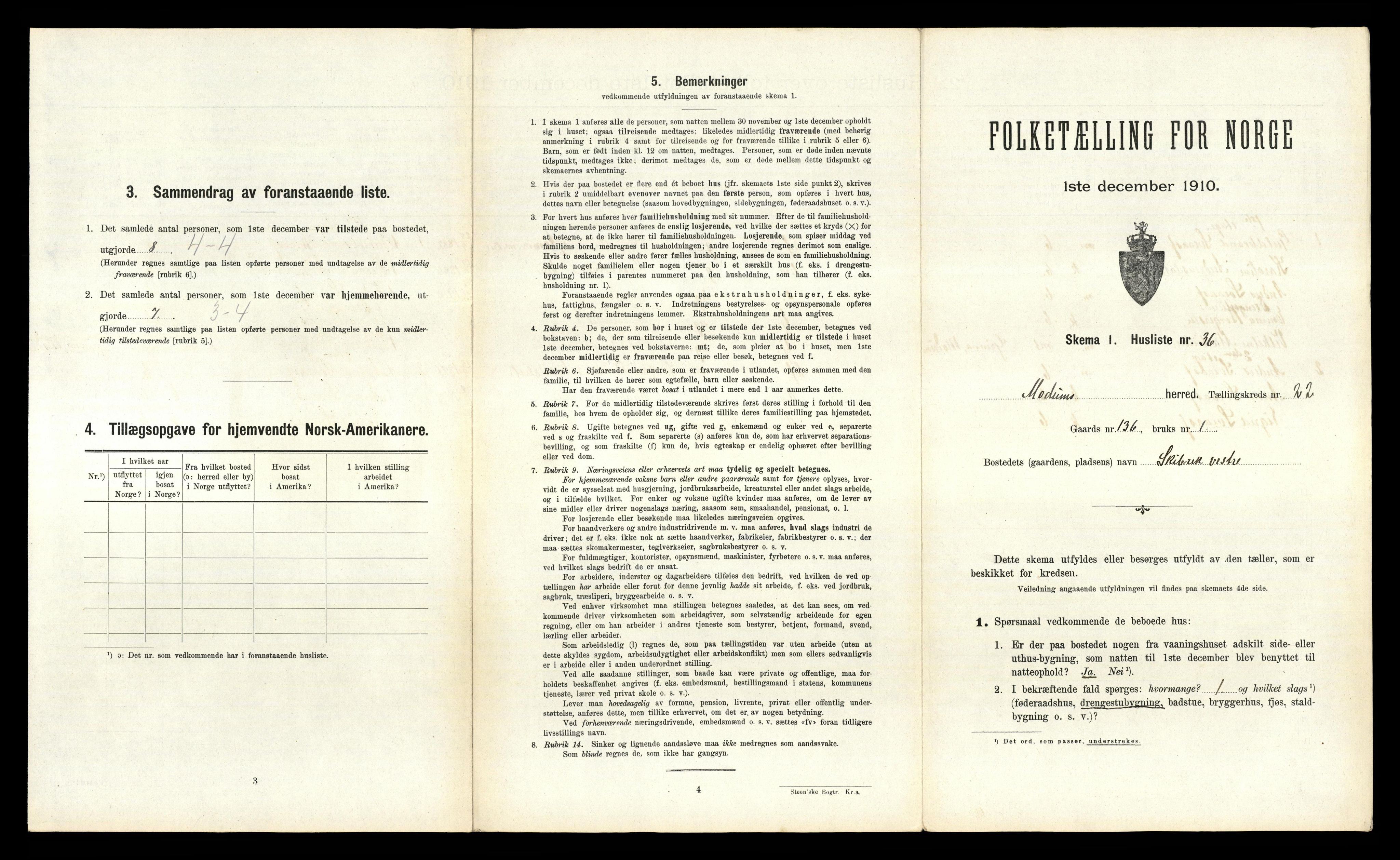 RA, 1910 census for Modum, 1910, p. 3512