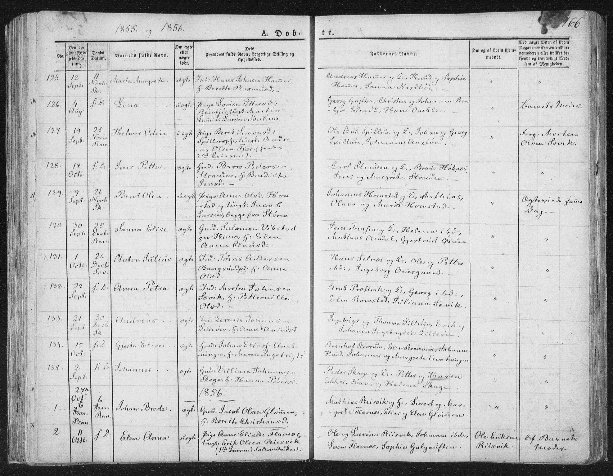 Ministerialprotokoller, klokkerbøker og fødselsregistre - Nord-Trøndelag, SAT/A-1458/764/L0551: Parish register (official) no. 764A07a, 1824-1864, p. 166