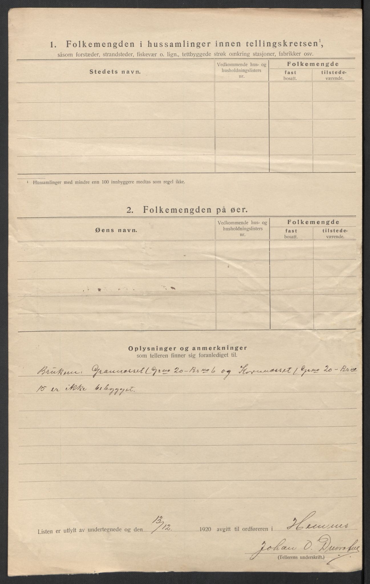 SAT, 1920 census for Hemnes, 1920, p. 30