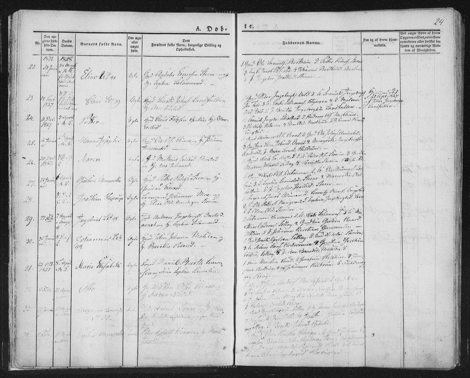 Ministerialprotokoller, klokkerbøker og fødselsregistre - Nord-Trøndelag, SAT/A-1458/764/L0551: Parish register (official) no. 764A07a, 1824-1864, p. 24