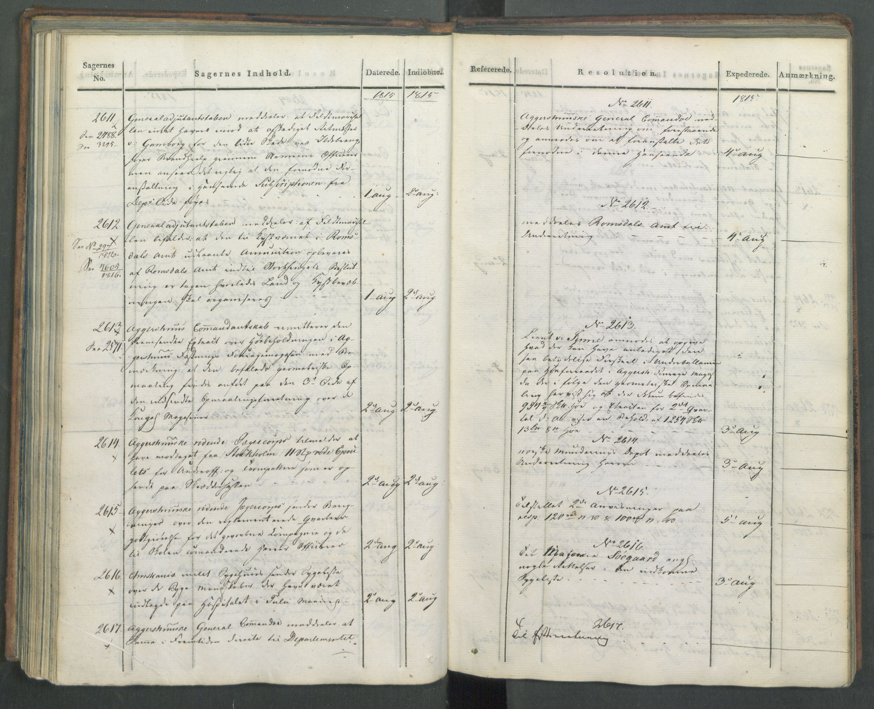 Armédepartementet, AV/RA-RAFA-3493/C/Ca/L0005: 6. Departements Journal, 1815