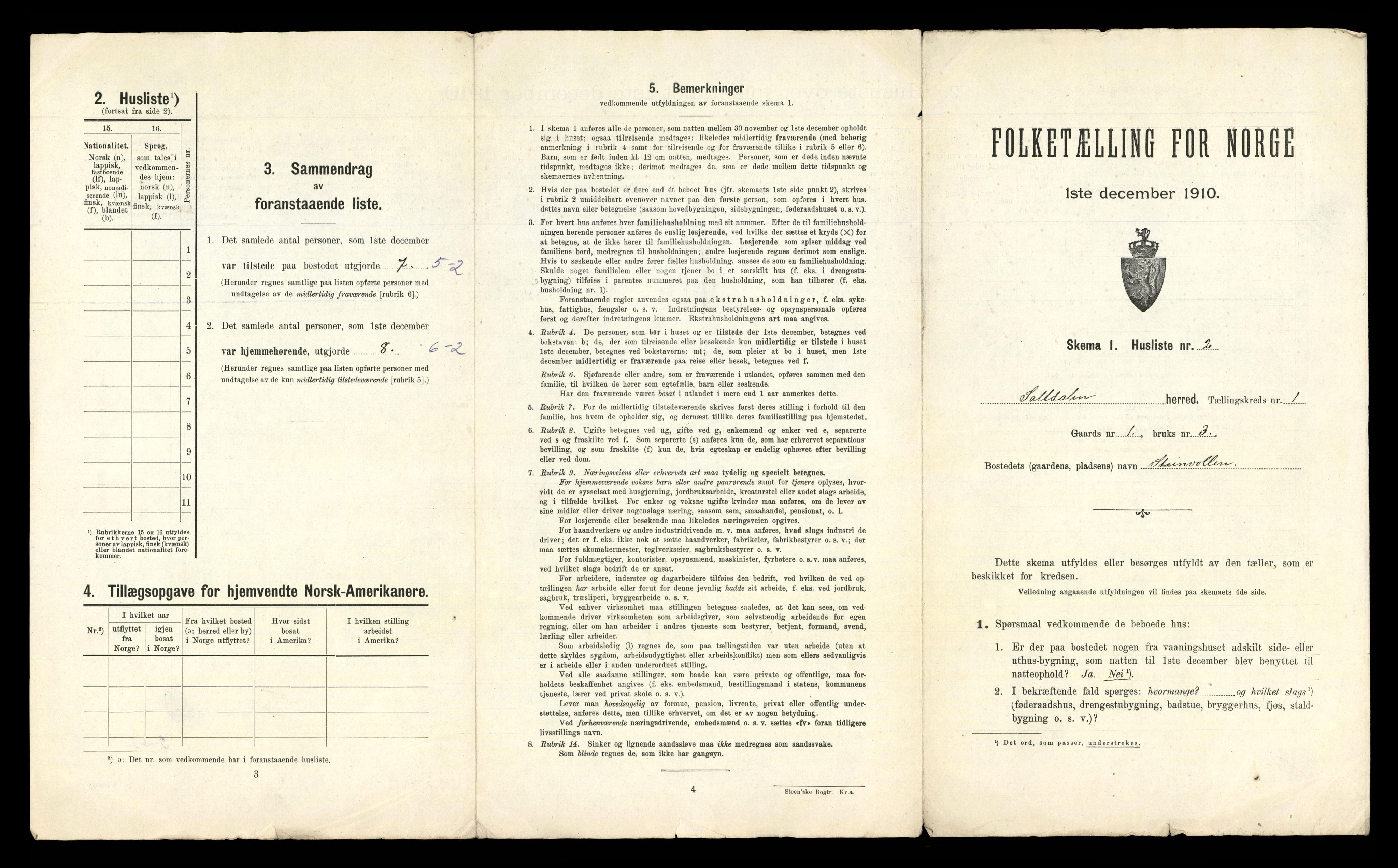 RA, 1910 census for Saltdal, 1910, p. 33