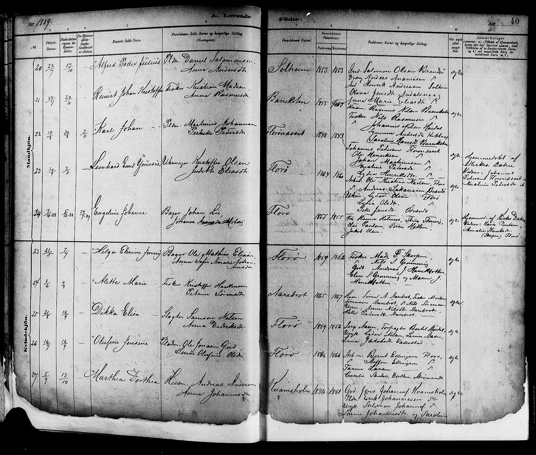 Kinn sokneprestembete, AV/SAB-A-80801/H/Hab/Haba/L0002: Parish register (copy) no. A 2, 1882-1906, p. 40