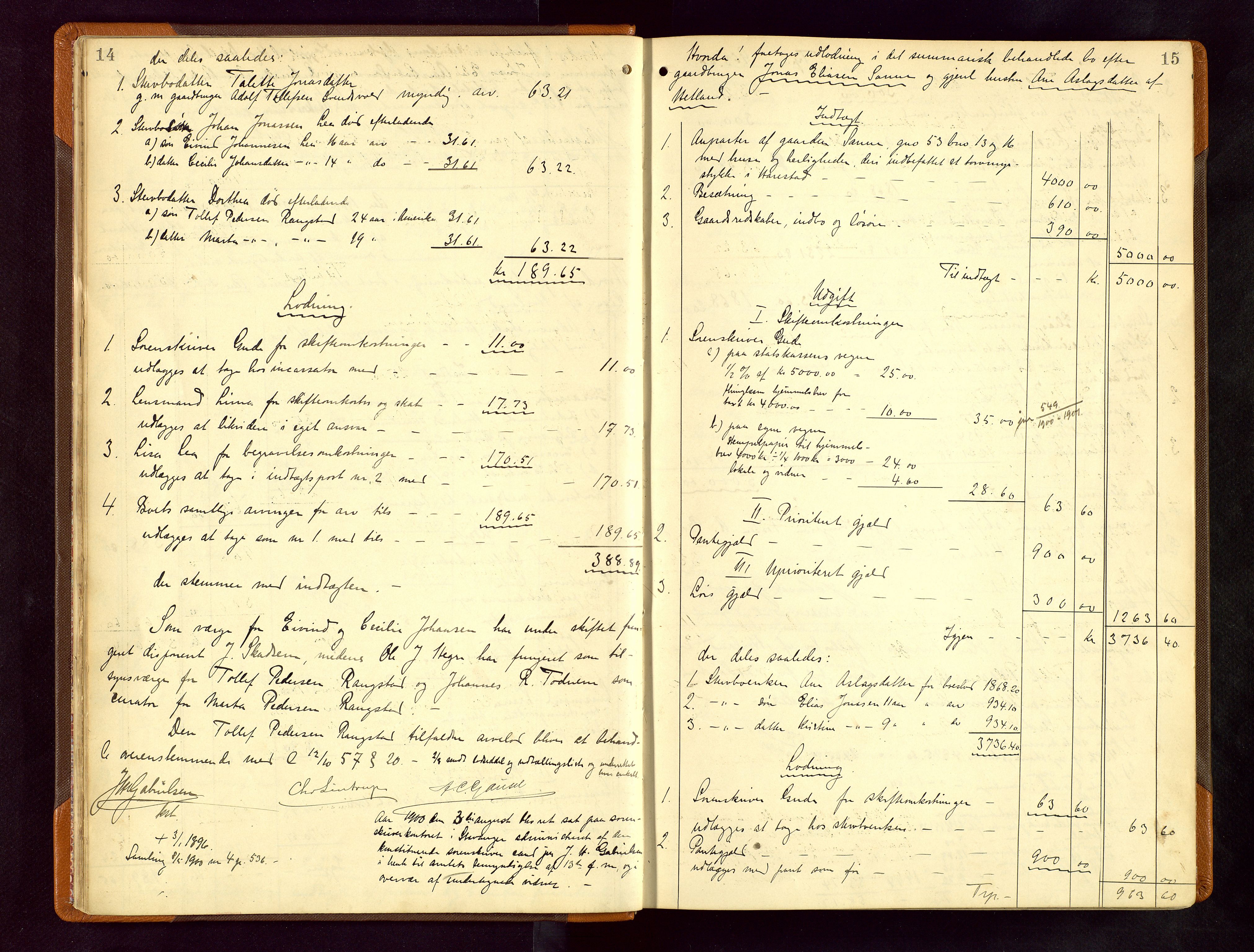 Jæren sorenskriveri, AV/SAST-A-100310/01/5/50/50BB/L0006: SKIFTEUTLODNINGSPROTOKOLL, 1900-1907, p. 14-15