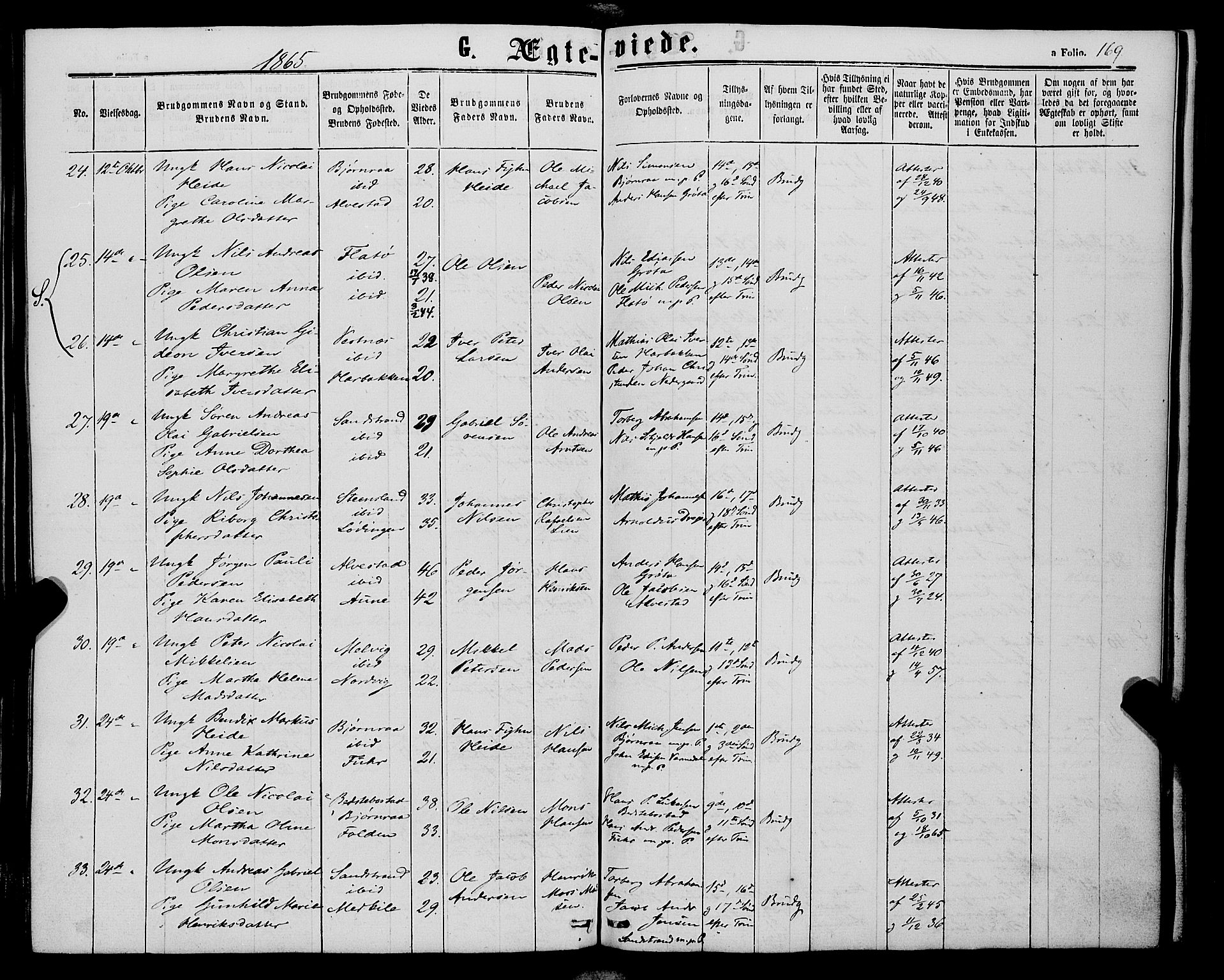 Trondenes sokneprestkontor, AV/SATØ-S-1319/H/Ha/L0012kirke: Parish register (official) no. 12, 1863-1870, p. 169