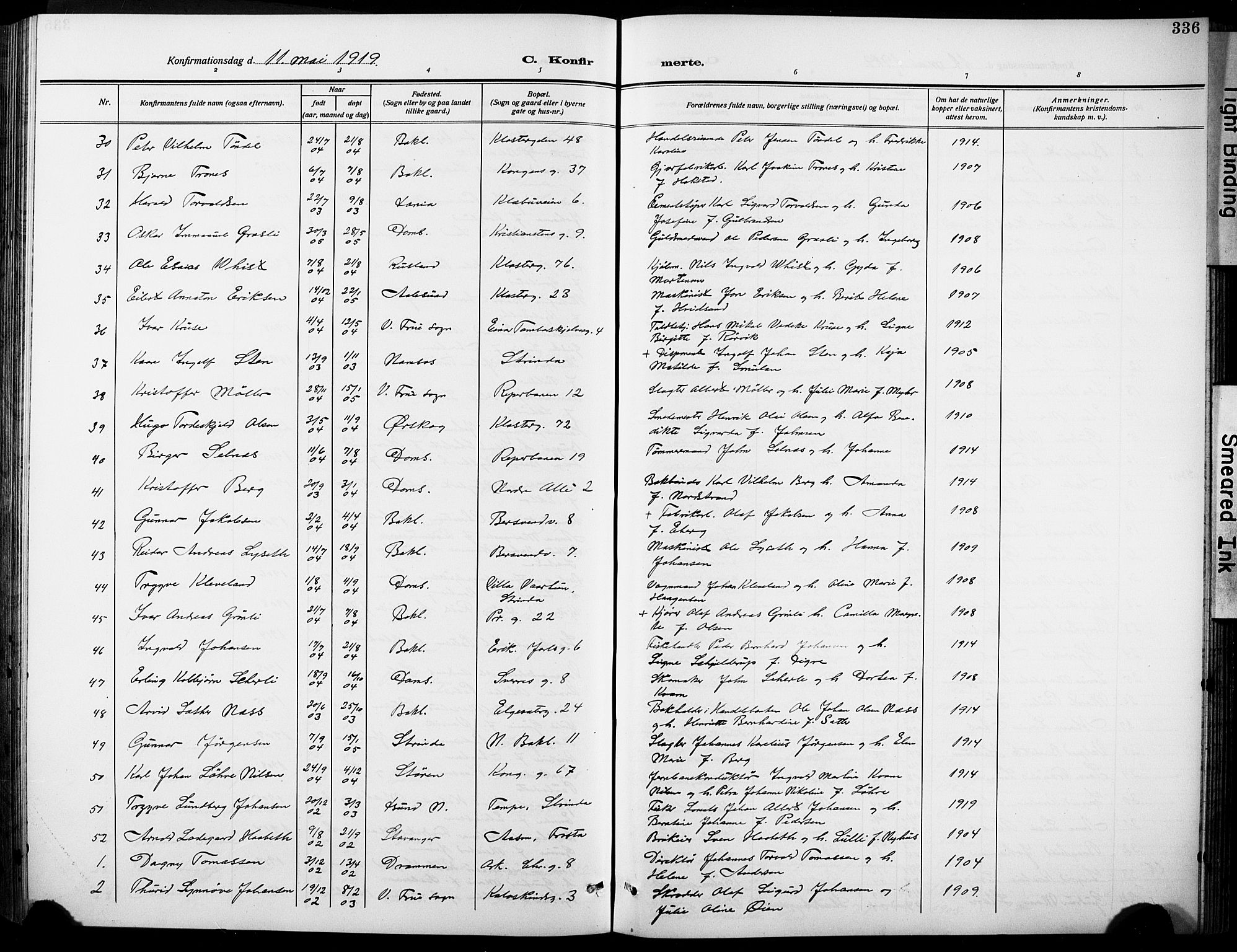 Ministerialprotokoller, klokkerbøker og fødselsregistre - Sør-Trøndelag, SAT/A-1456/601/L0096: Parish register (copy) no. 601C14, 1911-1931, p. 336