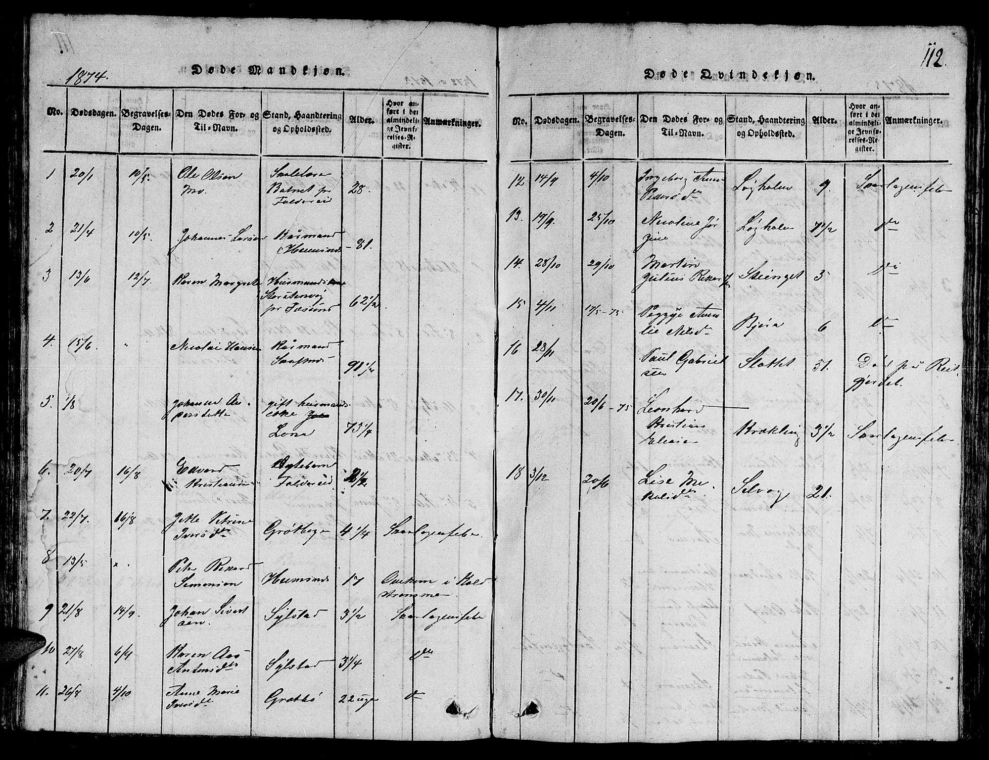 Ministerialprotokoller, klokkerbøker og fødselsregistre - Nord-Trøndelag, SAT/A-1458/780/L0648: Parish register (copy) no. 780C01 /3, 1815-1877, p. 112