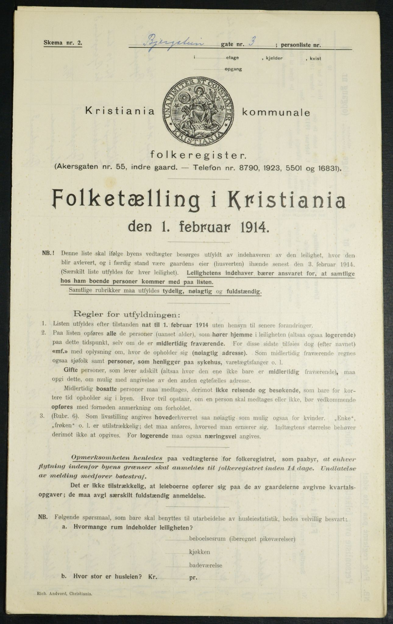 OBA, Municipal Census 1914 for Kristiania, 1914, p. 4335