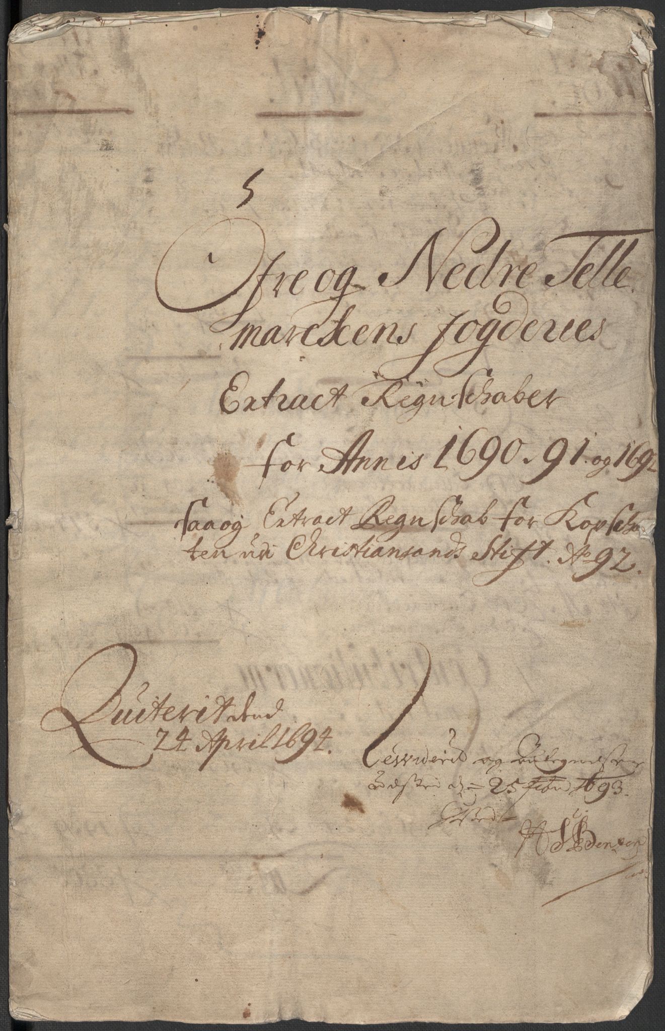 Rentekammeret inntil 1814, Reviderte regnskaper, Fogderegnskap, RA/EA-4092/R35/L2089: Fogderegnskap Øvre og Nedre Telemark, 1690-1692, p. 4