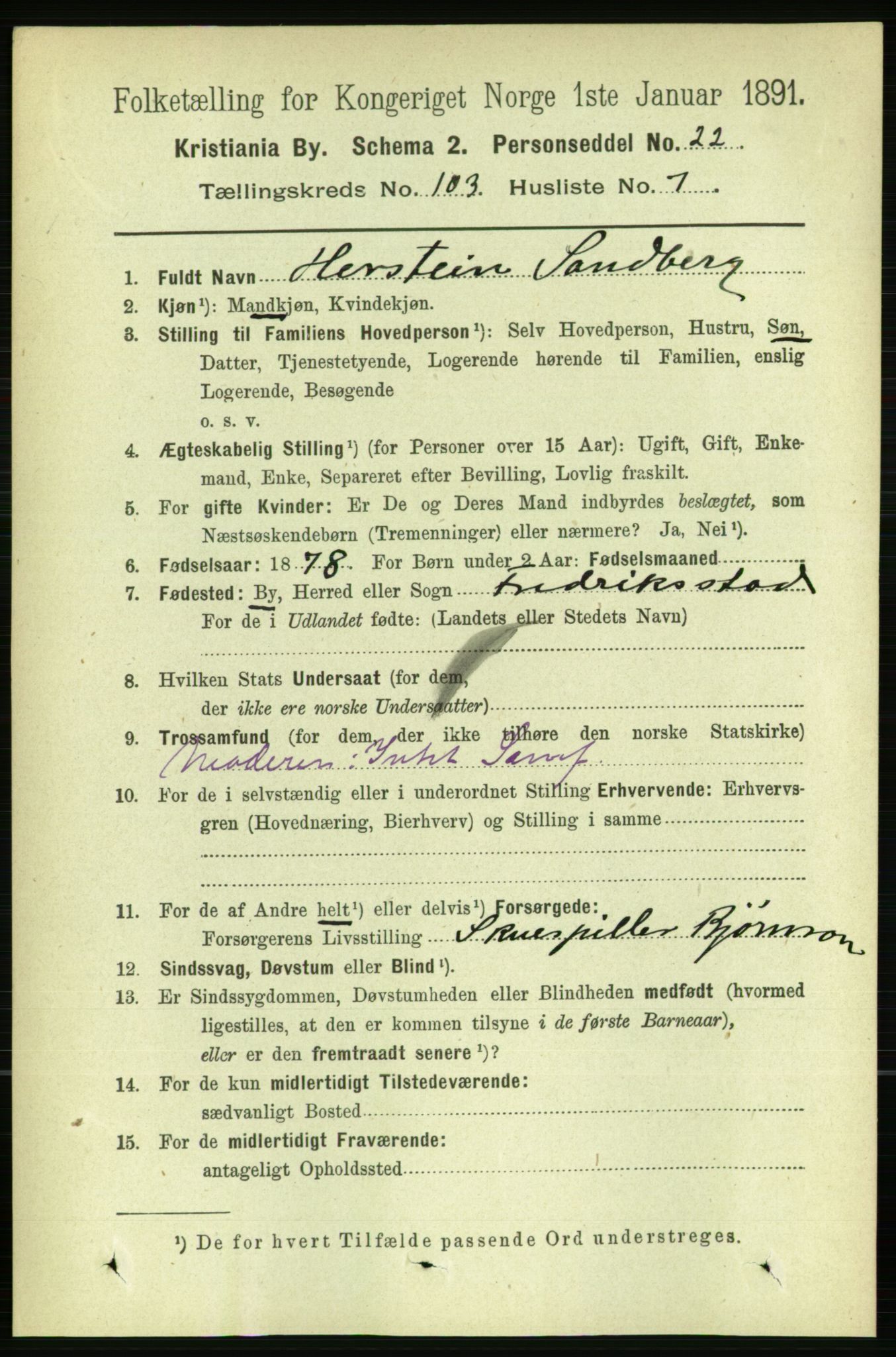 RA, 1891 census for 0301 Kristiania, 1891, p. 51512