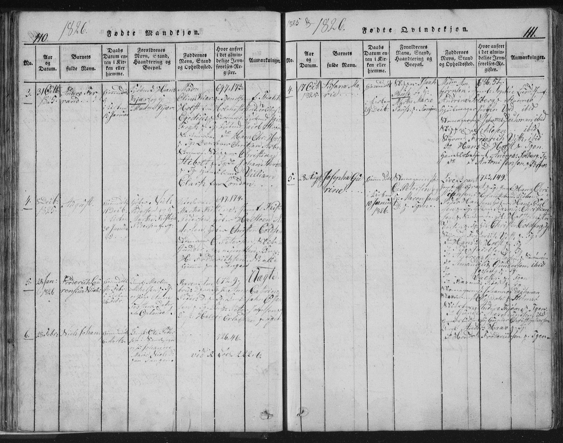 Strømsø kirkebøker, AV/SAKO-A-246/F/Fb/L0004: Parish register (official) no. II 4, 1814-1843, p. 110-111