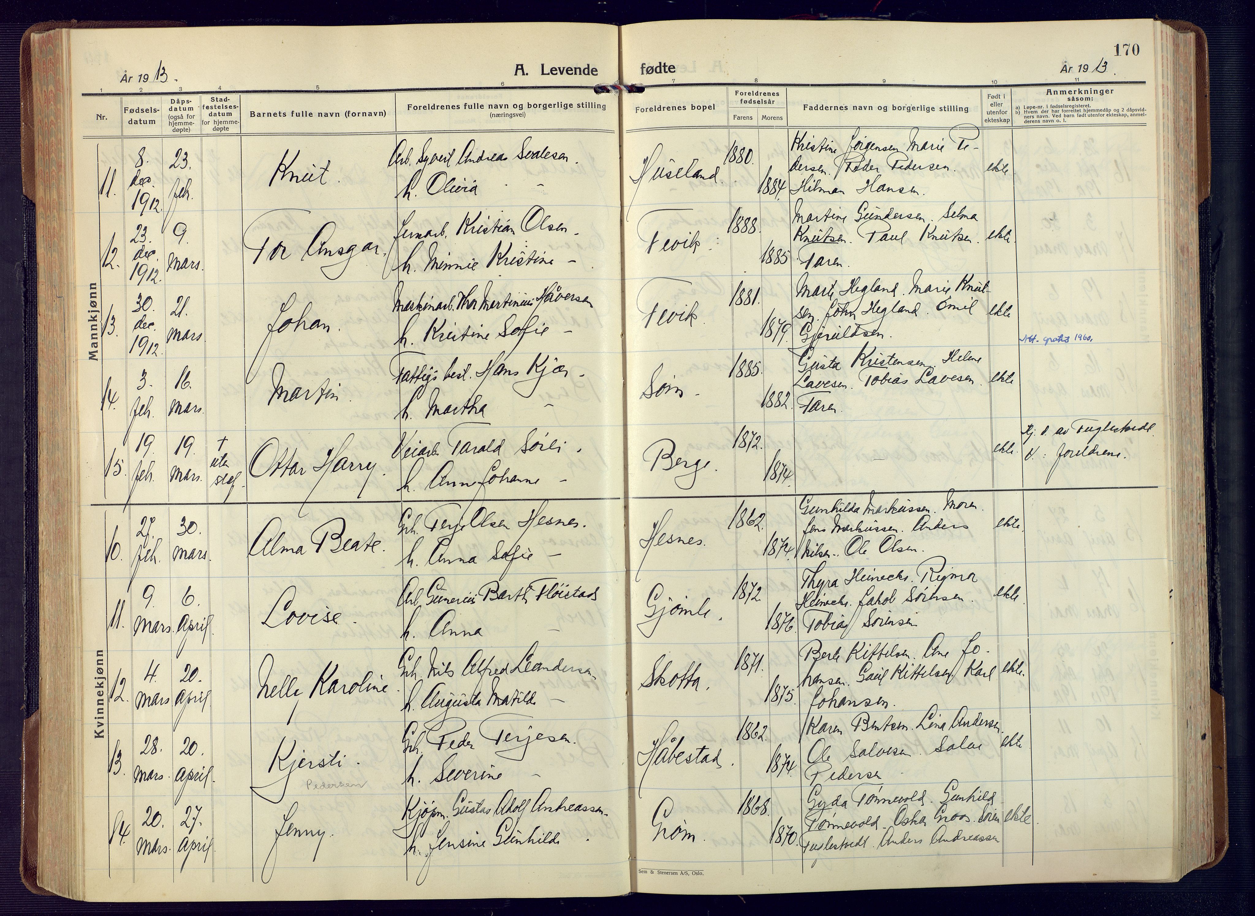 Fjære sokneprestkontor, AV/SAK-1111-0011/F/Fa/L0004: Parish register (official) no. A 4, 1902-1925, p. 170