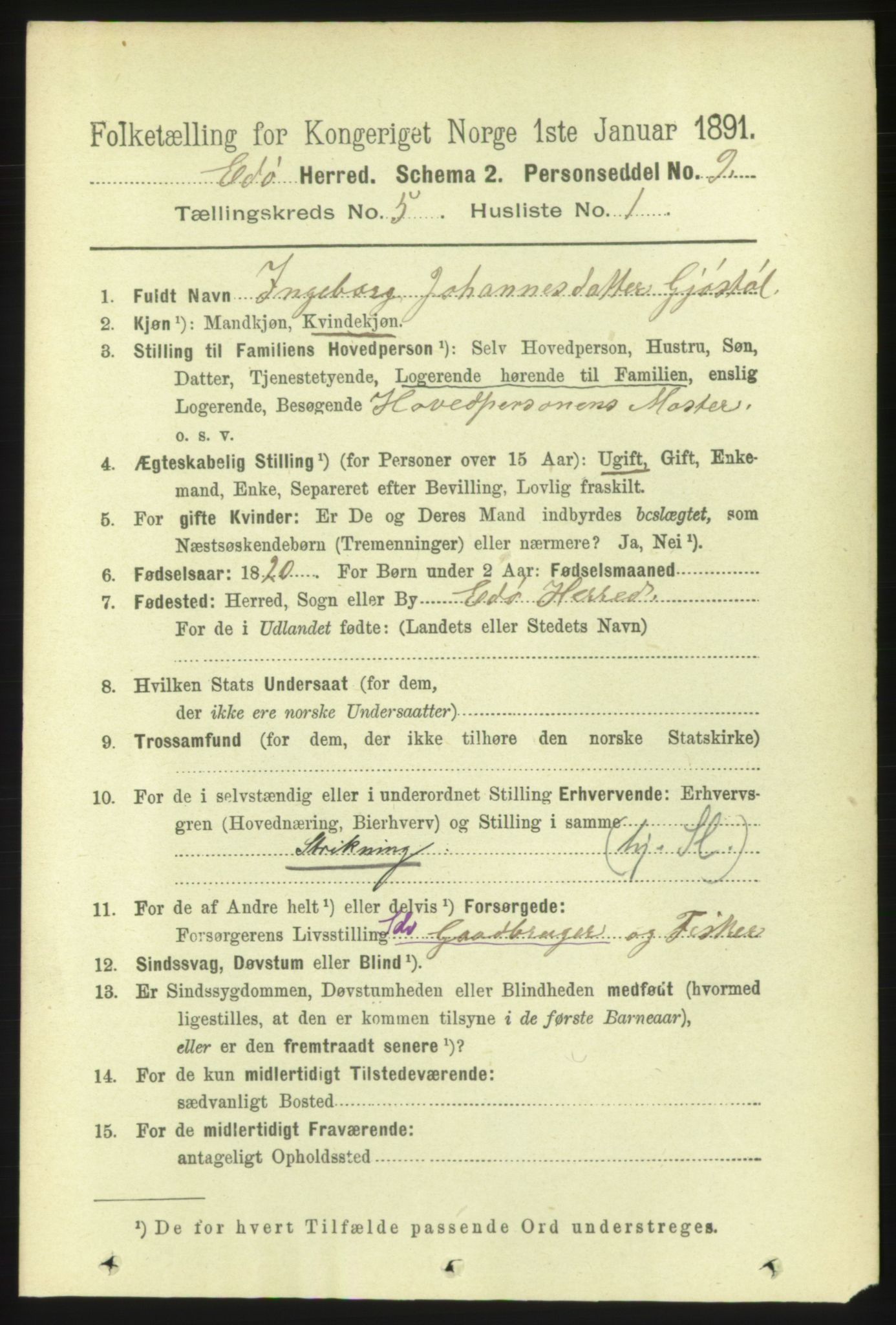 RA, 1891 census for 1573 Edøy, 1891, p. 1203