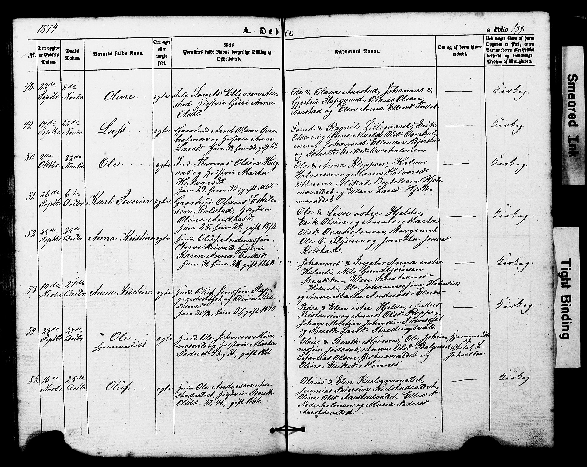 Ministerialprotokoller, klokkerbøker og fødselsregistre - Nord-Trøndelag, AV/SAT-A-1458/724/L0268: Parish register (copy) no. 724C04, 1846-1878, p. 189