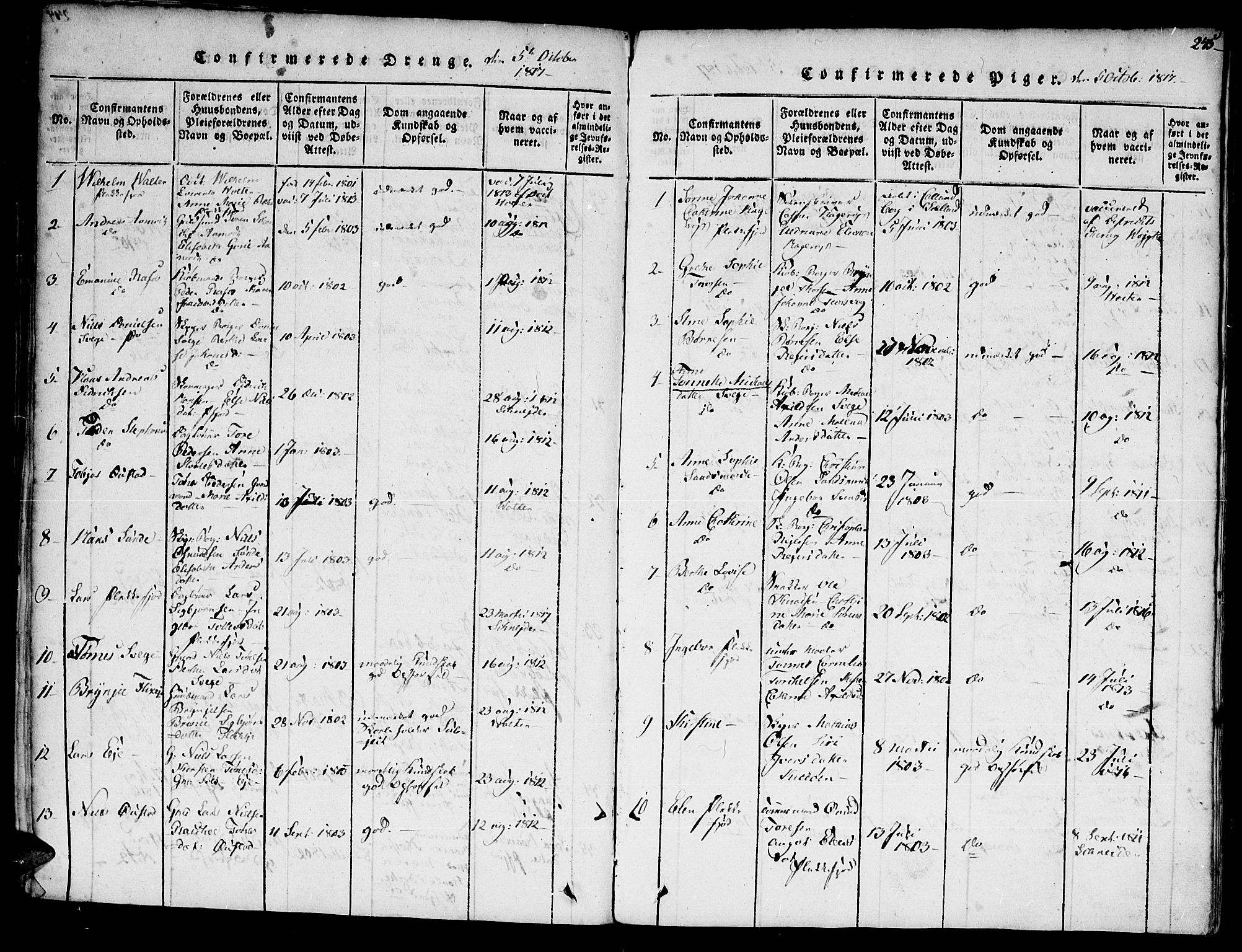 Flekkefjord sokneprestkontor, SAK/1111-0012/F/Fa/Fac/L0002: Parish register (official) no. A 2, 1815-1826, p. 245