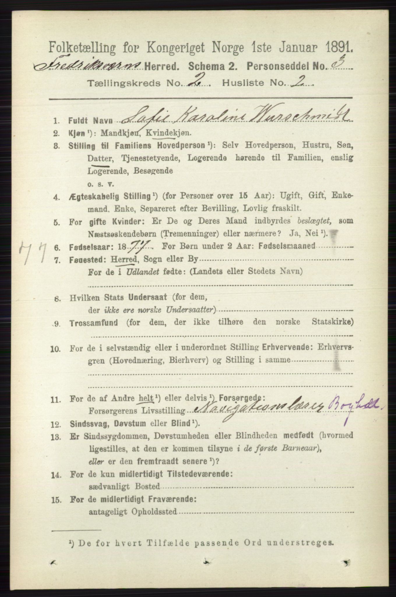 RA, 1891 census for 0798 Fredriksvern, 1891, p. 251