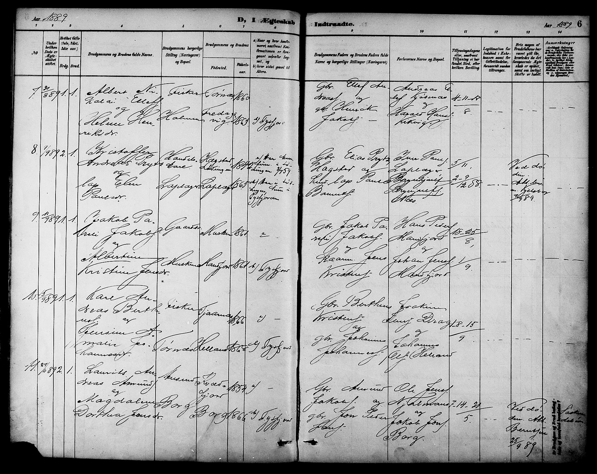 Ministerialprotokoller, klokkerbøker og fødselsregistre - Nordland, AV/SAT-A-1459/861/L0870: Parish register (official) no. 861A05, 1889-1903, p. 6