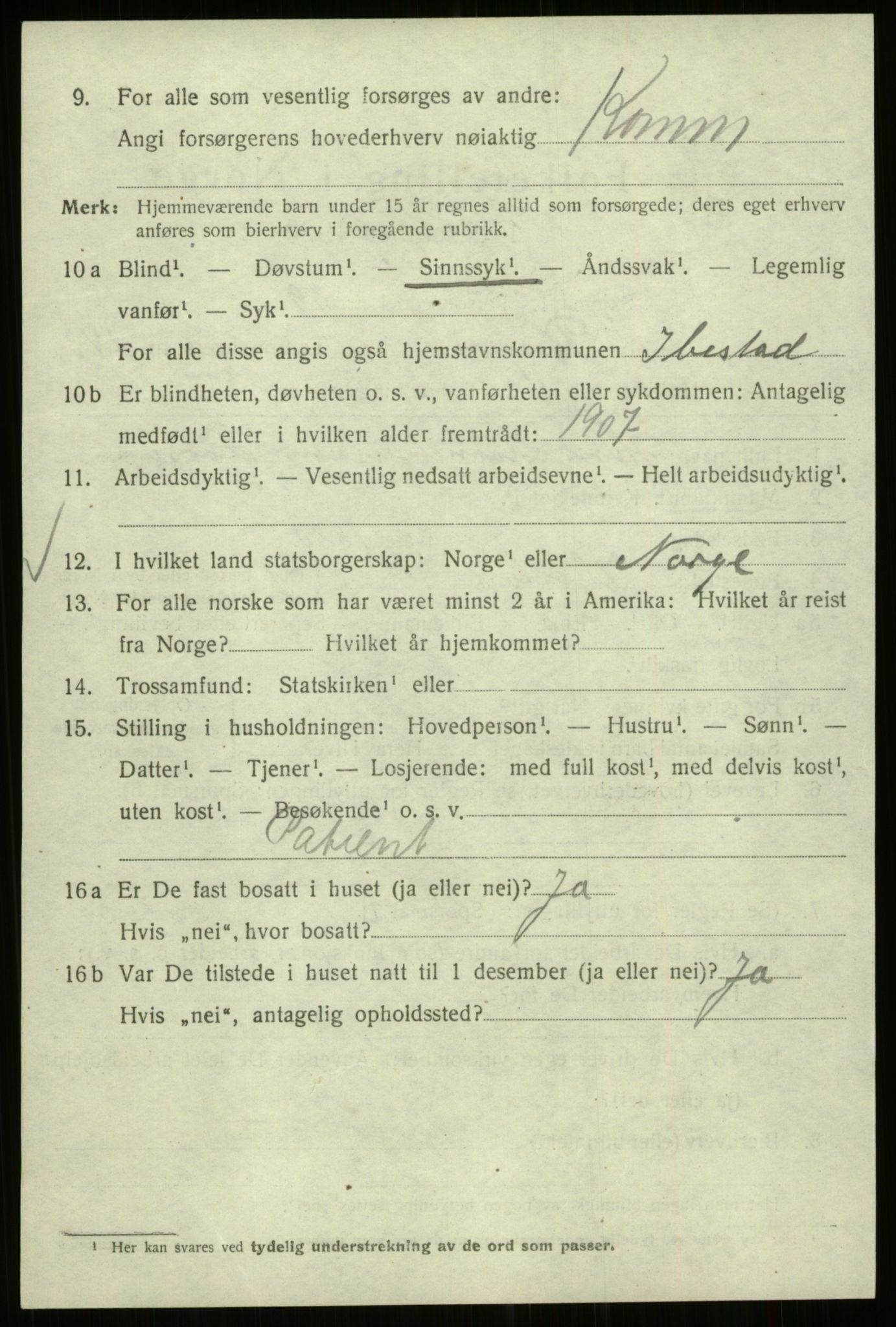 SAB, 1920 census for Bergen, 1920, p. 237933