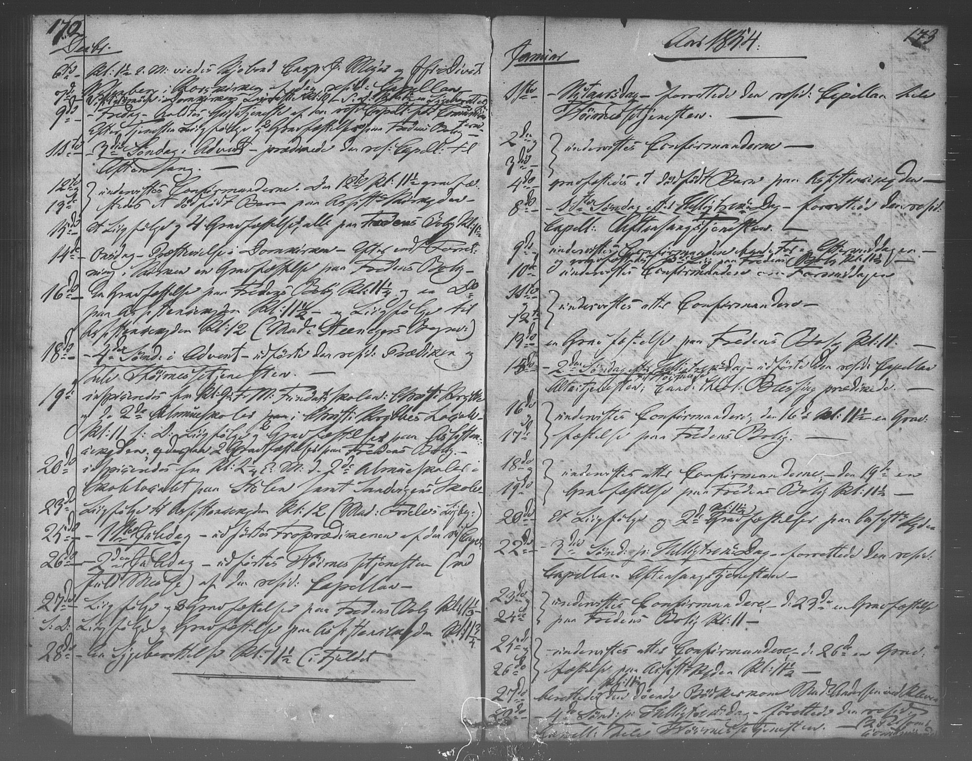 Korskirken sokneprestembete, SAB/A-76101/H/Haa/L0067: Curate's parish register no. A 2, 1844-1854, p. 172-173