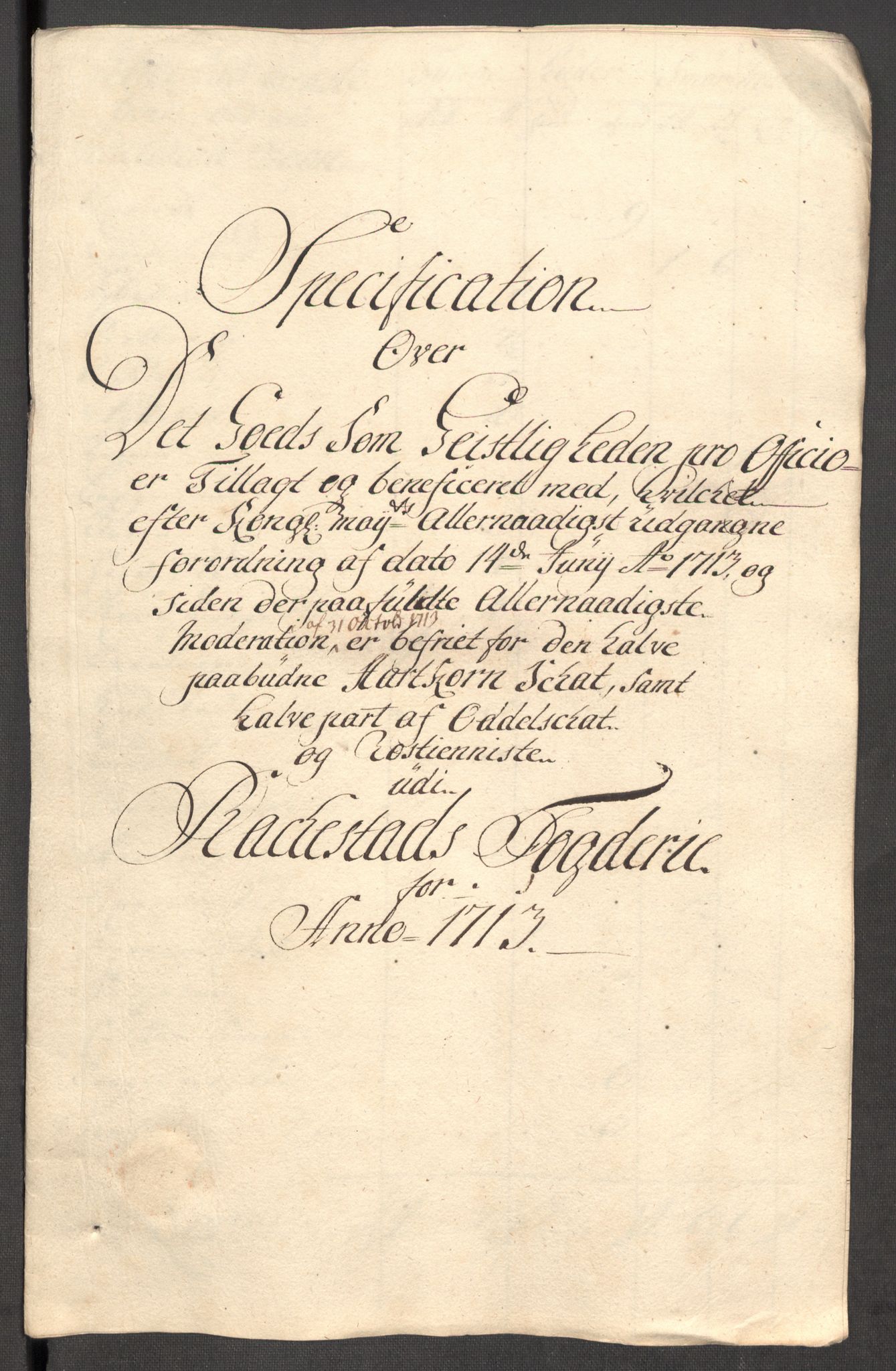 Rentekammeret inntil 1814, Reviderte regnskaper, Fogderegnskap, AV/RA-EA-4092/R07/L0307: Fogderegnskap Rakkestad, Heggen og Frøland, 1713, p. 188