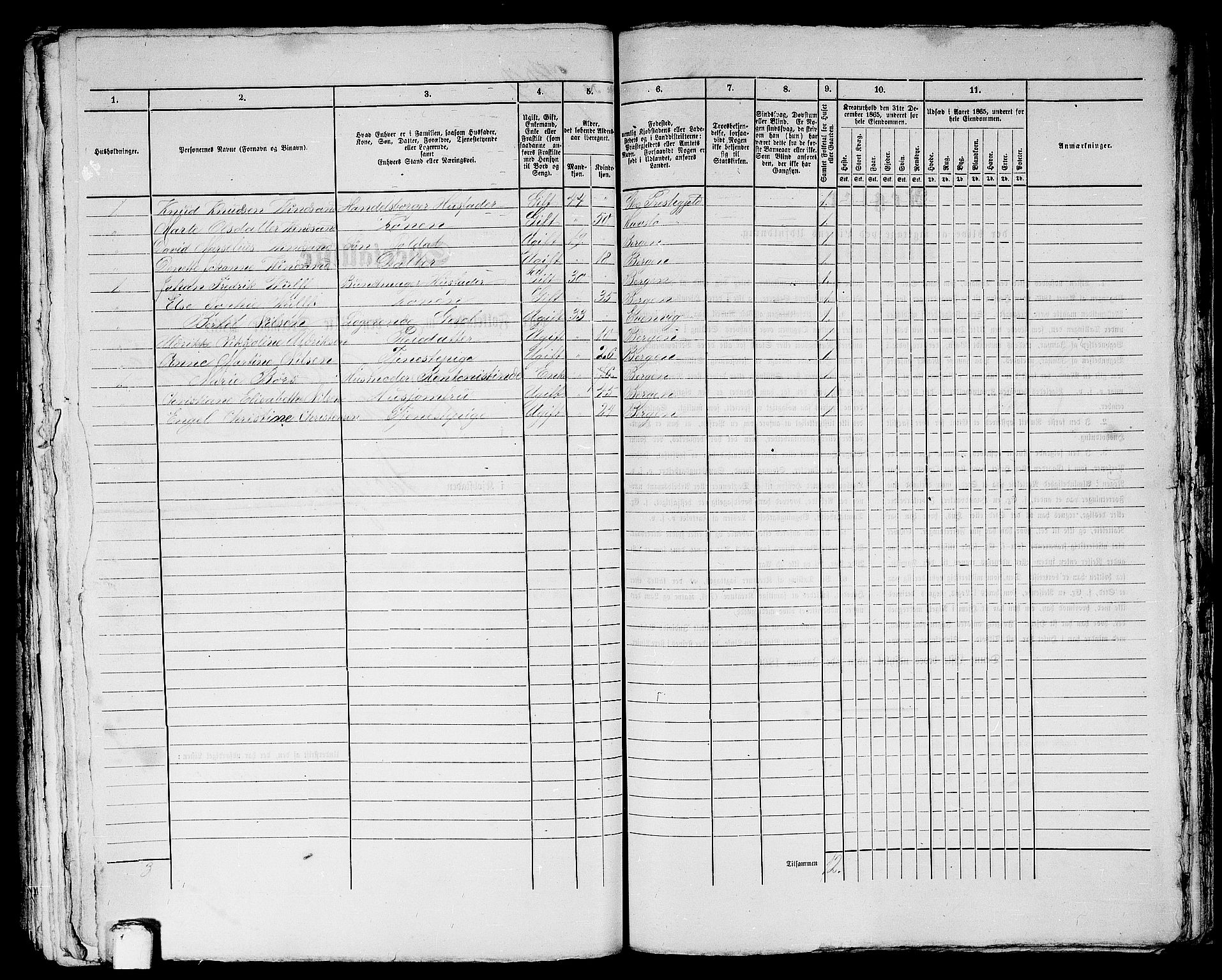 RA, 1865 census for Bergen, 1865, p. 1503