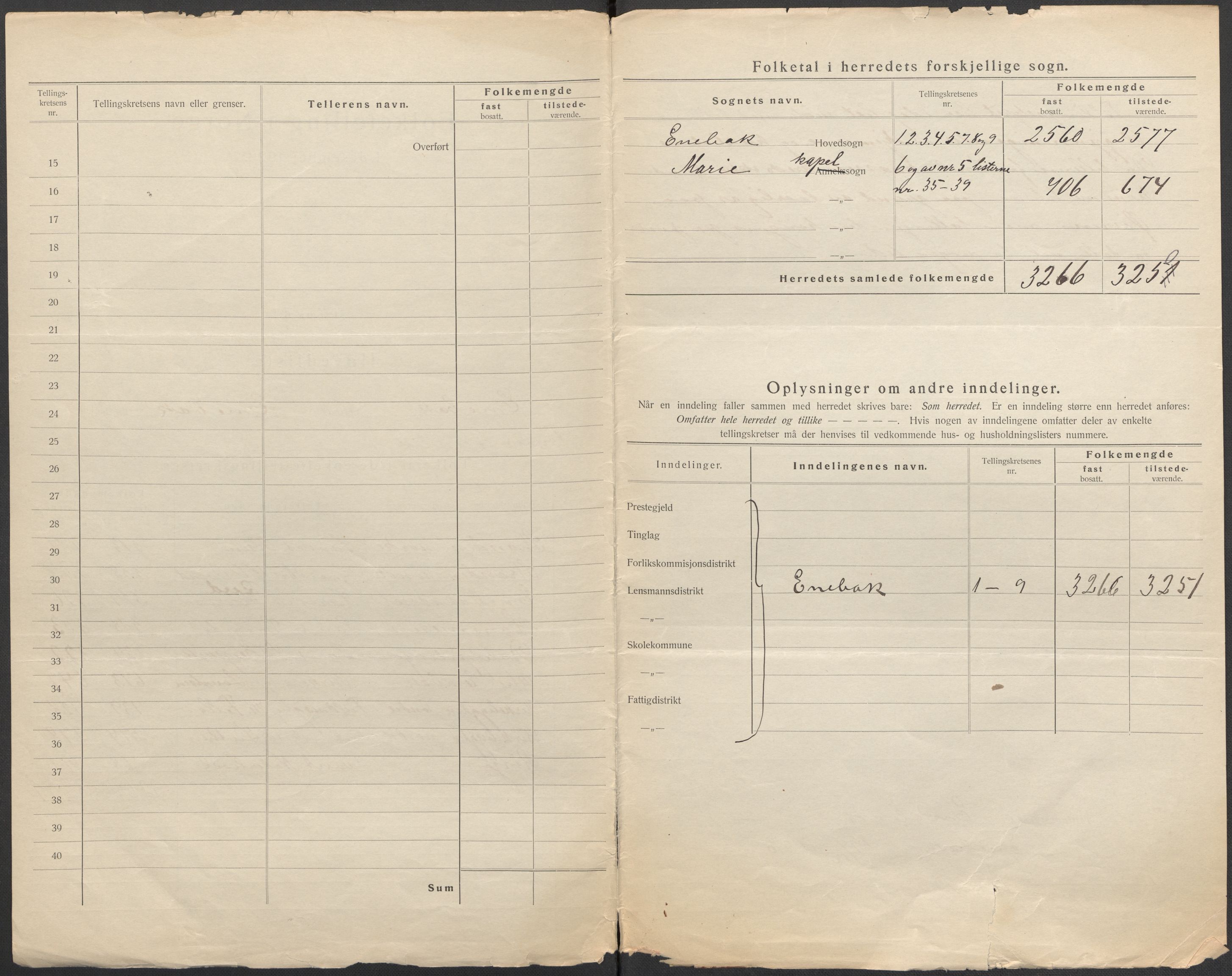 SAO, 1920 census for Enebakk, 1920, p. 4