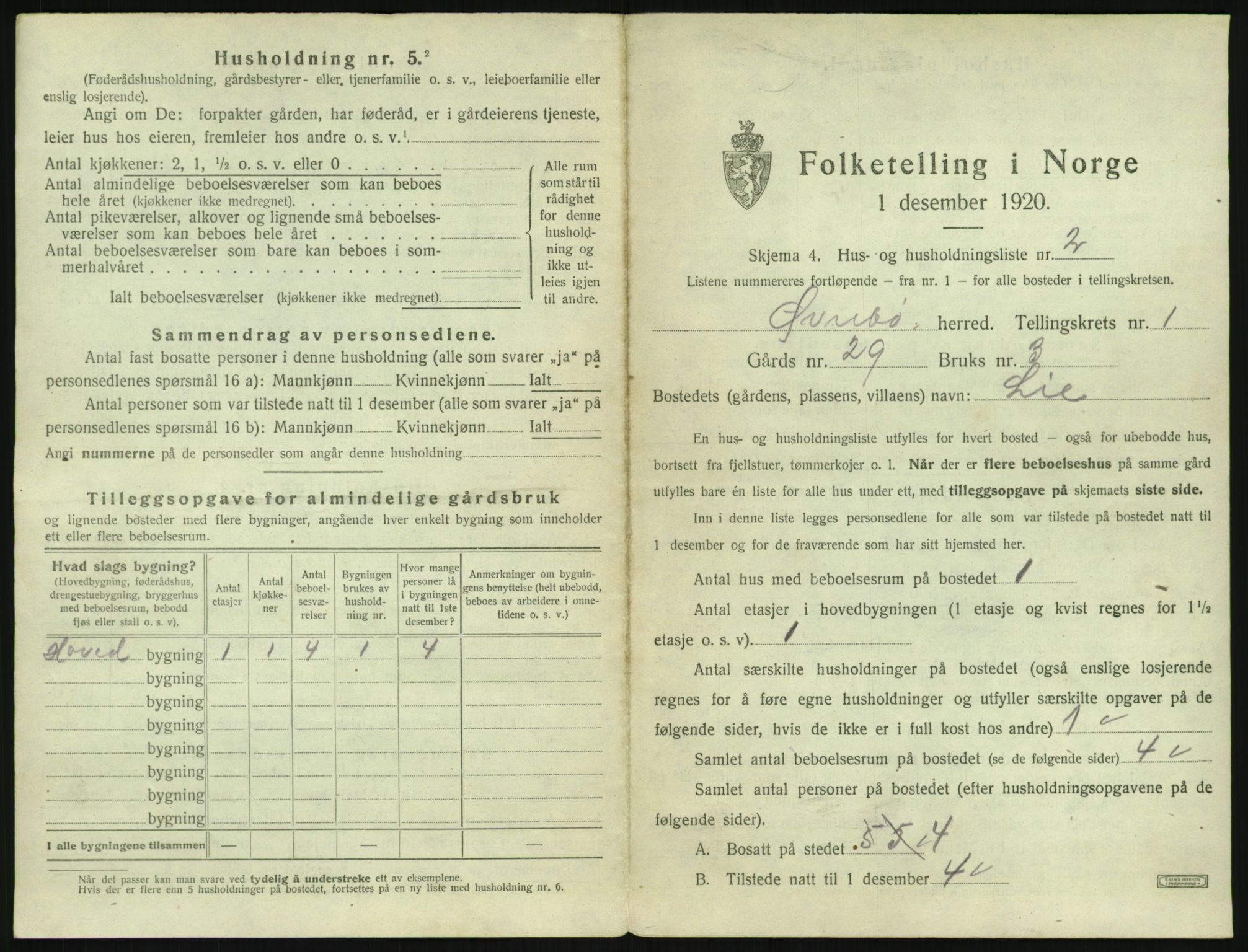 SAK, 1920 census for Øvrebø, 1920, p. 44