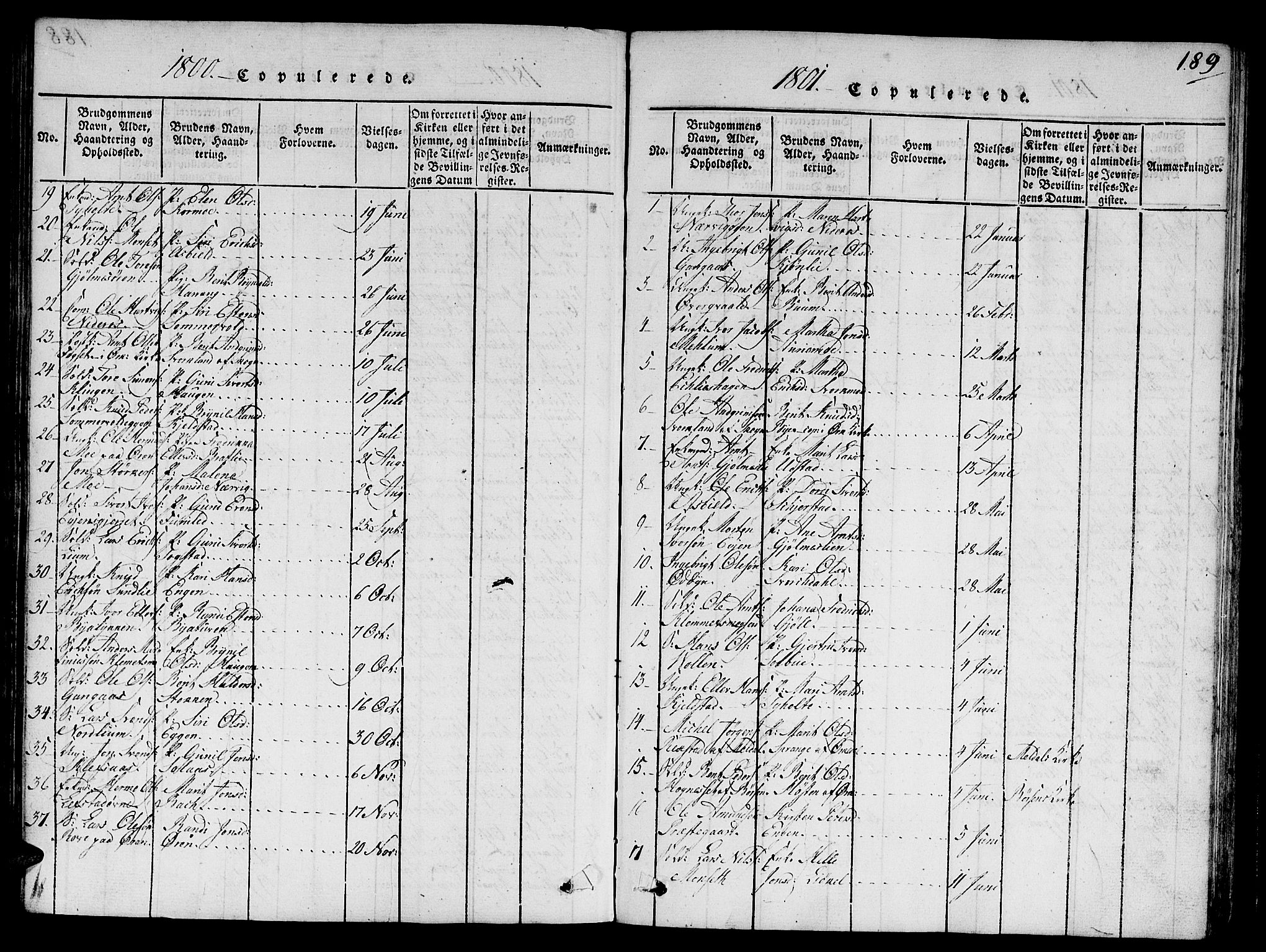 Ministerialprotokoller, klokkerbøker og fødselsregistre - Sør-Trøndelag, SAT/A-1456/668/L0803: Parish register (official) no. 668A03, 1800-1826, p. 189
