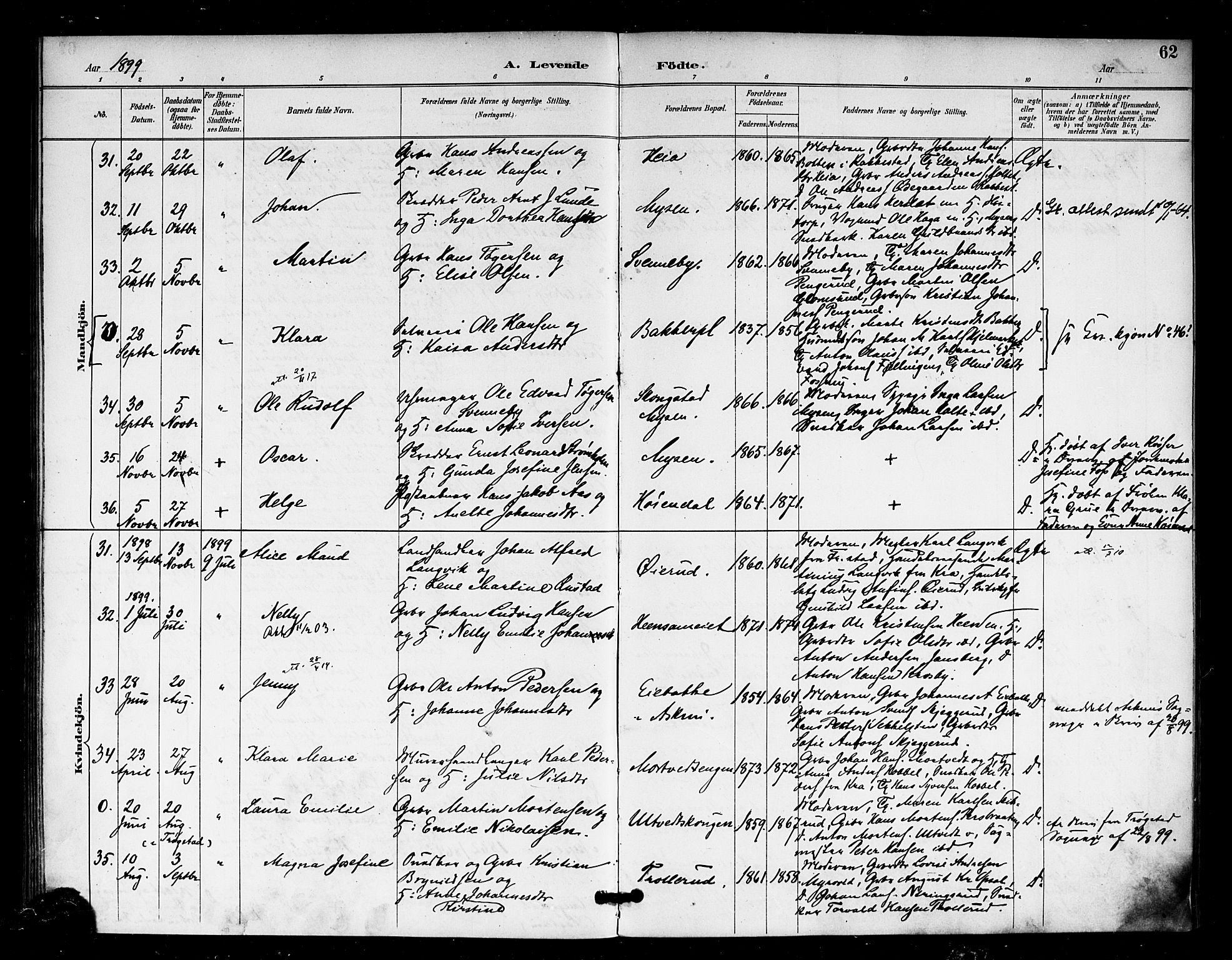 Eidsberg prestekontor Kirkebøker, SAO/A-10905/F/Fa/L0013: Parish register (official) no. I 13, 1890-1901, p. 62