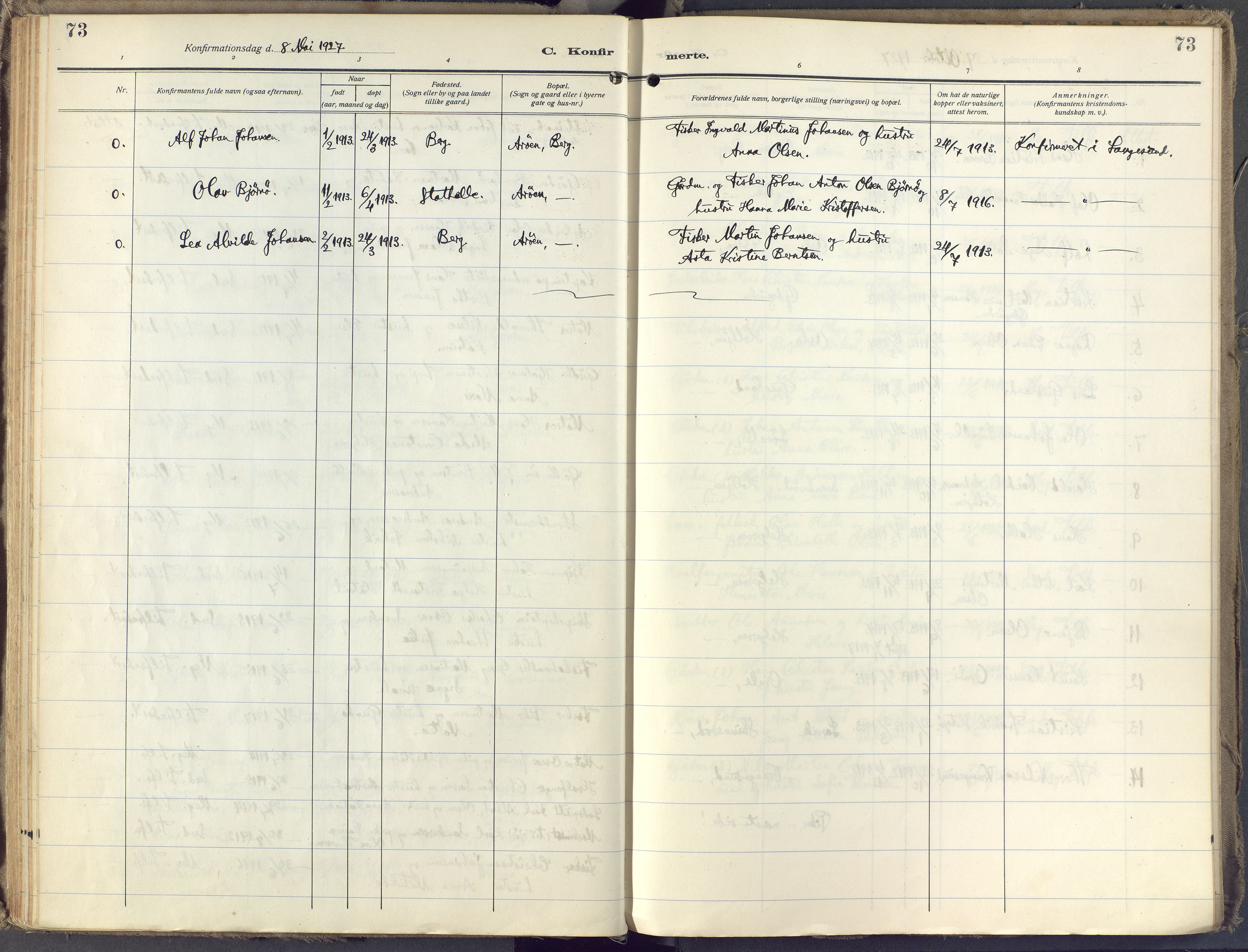 Brunlanes kirkebøker, SAKO/A-342/F/Fb/L0004: Parish register (official) no. II 4, 1923-1940, p. 73