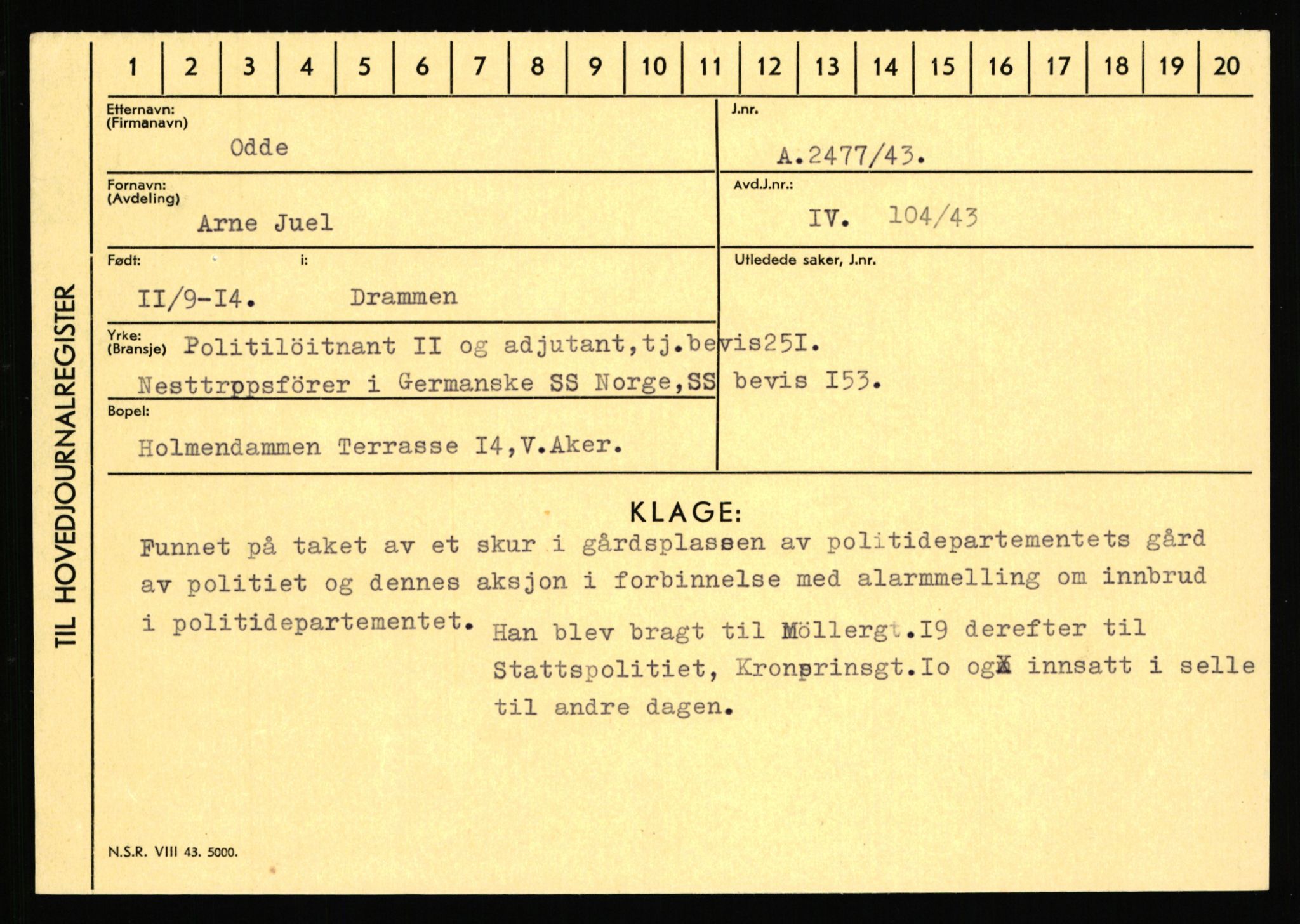 Statspolitiet - Hovedkontoret / Osloavdelingen, AV/RA-S-1329/C/Ca/L0012: Oanæs - Quistgaard	, 1943-1945, p. 20