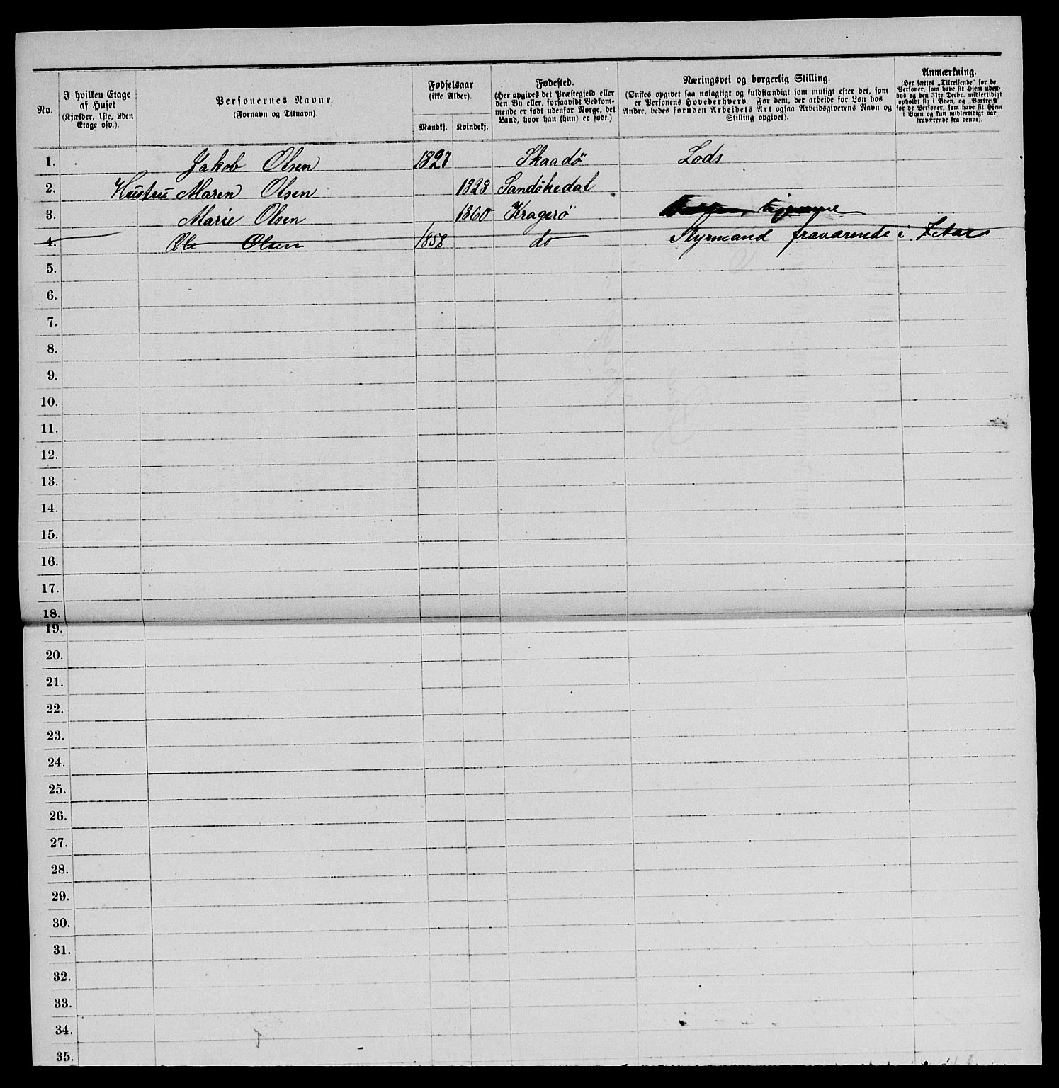 SAKO, 1885 census for 0801 Kragerø, 1885, p. 587