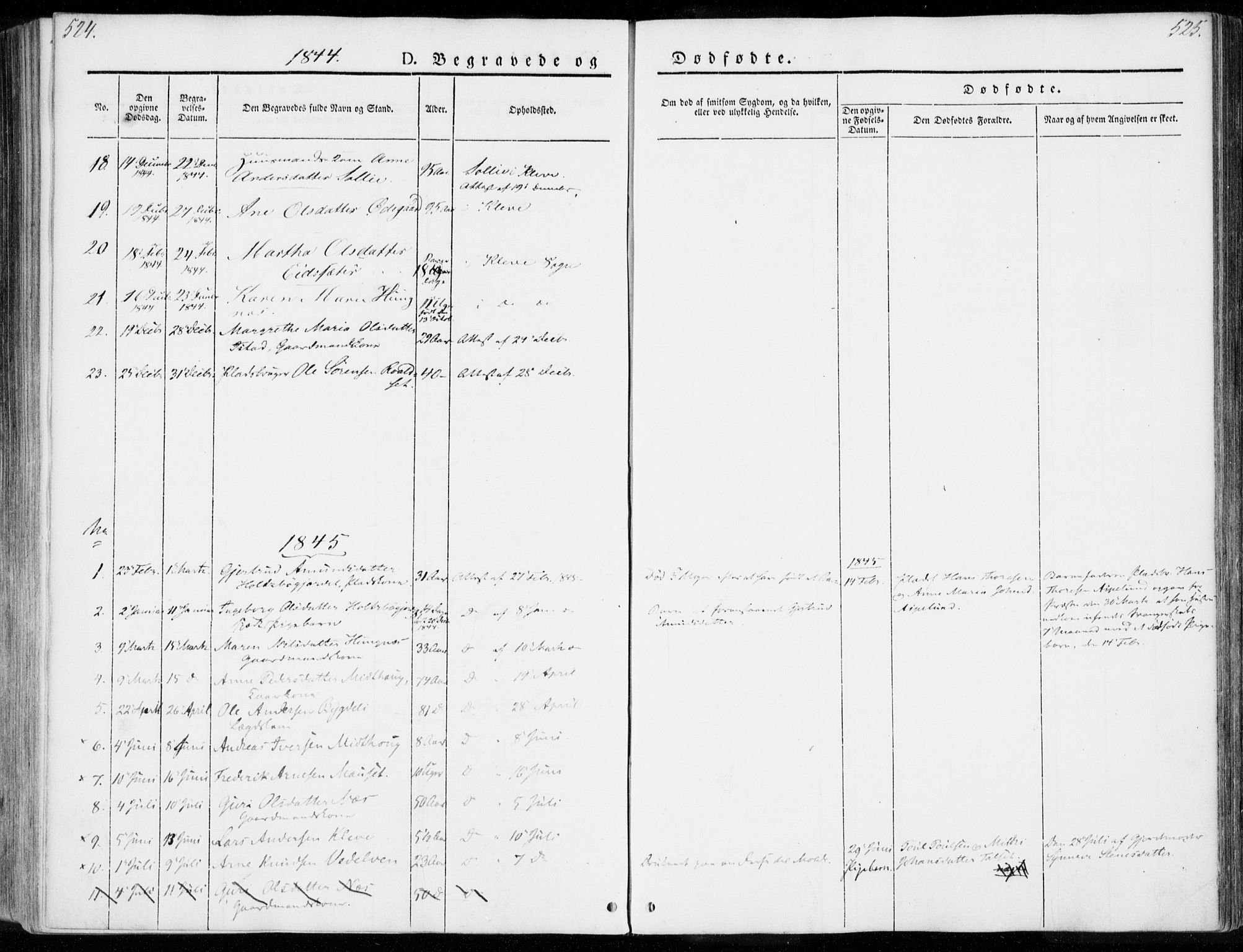 Ministerialprotokoller, klokkerbøker og fødselsregistre - Møre og Romsdal, SAT/A-1454/557/L0680: Parish register (official) no. 557A02, 1843-1869, p. 524-525