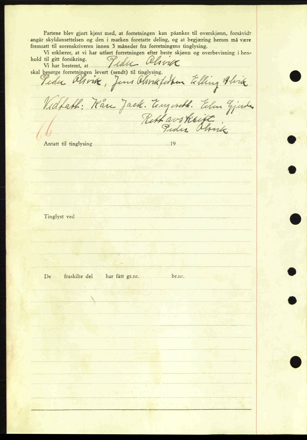 Nordre Sunnmøre sorenskriveri, SAT/A-0006/1/2/2C/2Ca: Mortgage book no. A11, 1941-1941, Diary no: : 897/1941