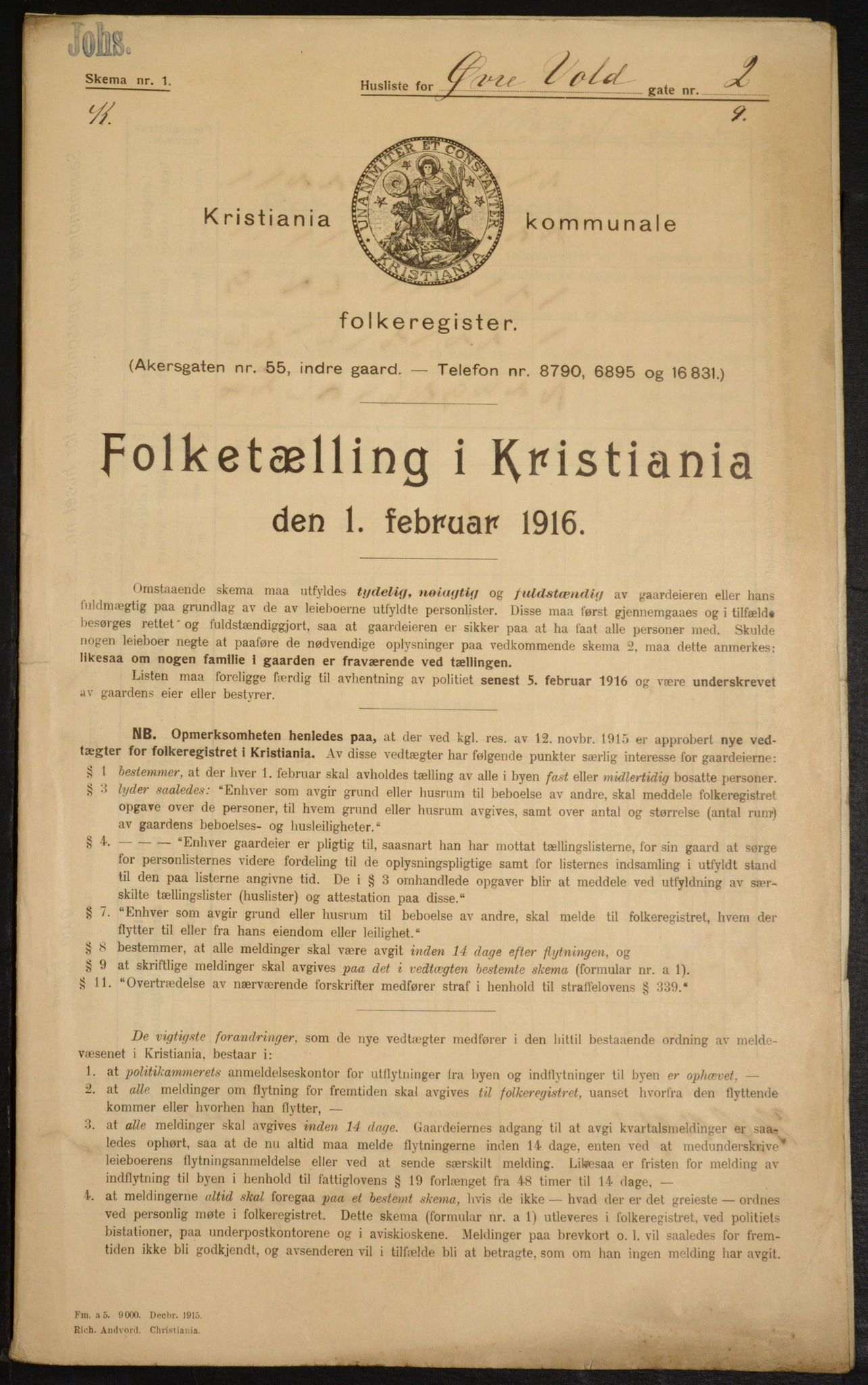 OBA, Municipal Census 1916 for Kristiania, 1916, p. 133789