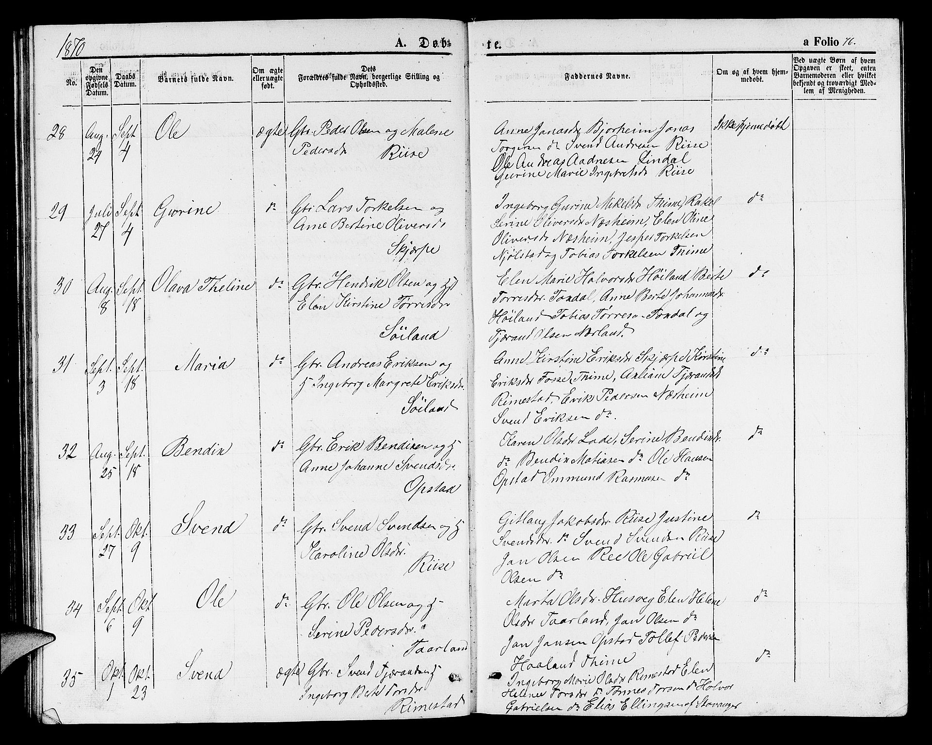 Hå sokneprestkontor, AV/SAST-A-101801/001/30BB/L0001: Parish register (copy) no. B 1, 1854-1883, p. 76