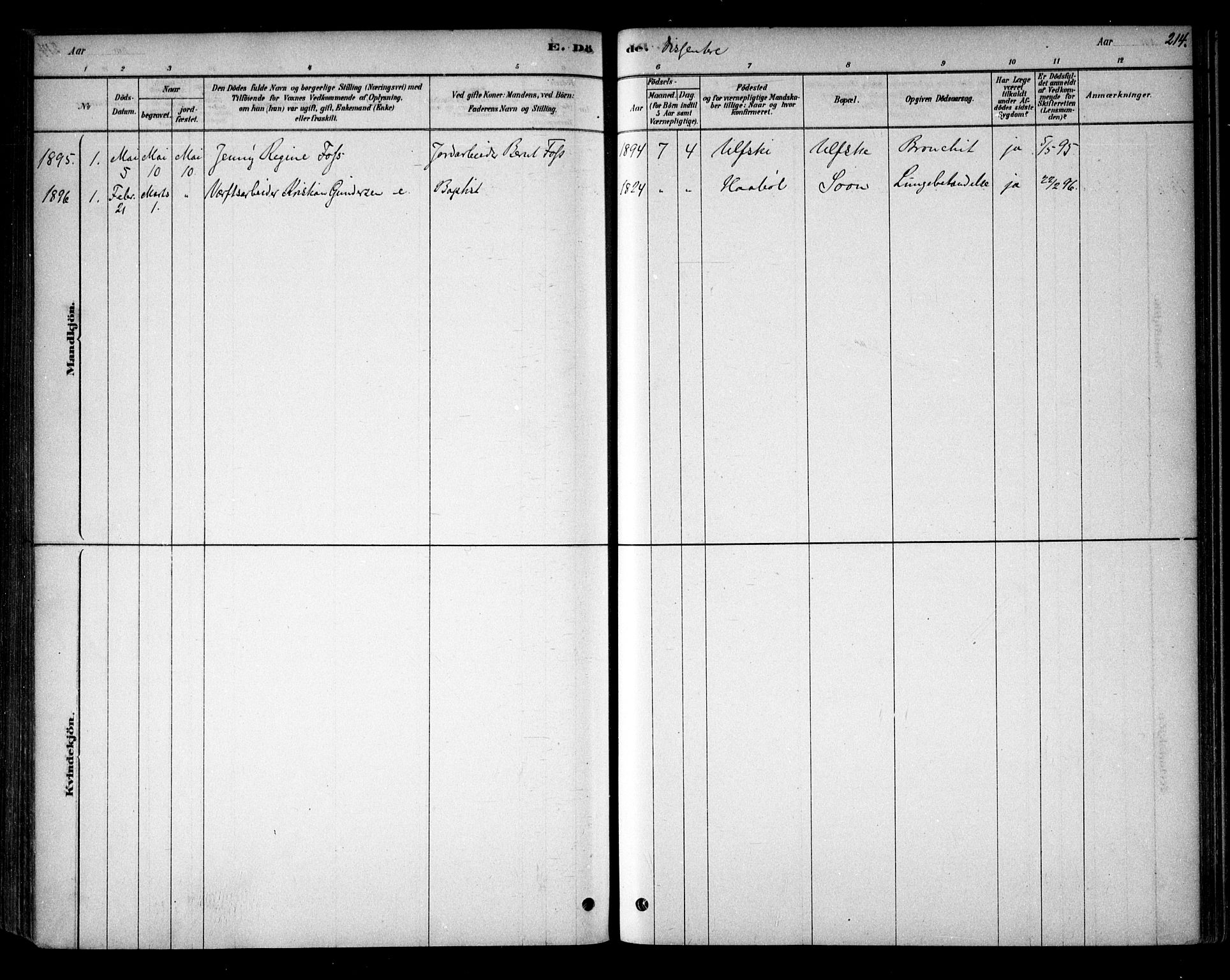 Vestby prestekontor Kirkebøker, SAO/A-10893/F/Fb/L0001: Parish register (official) no. II 1, 1878-1903, p. 214
