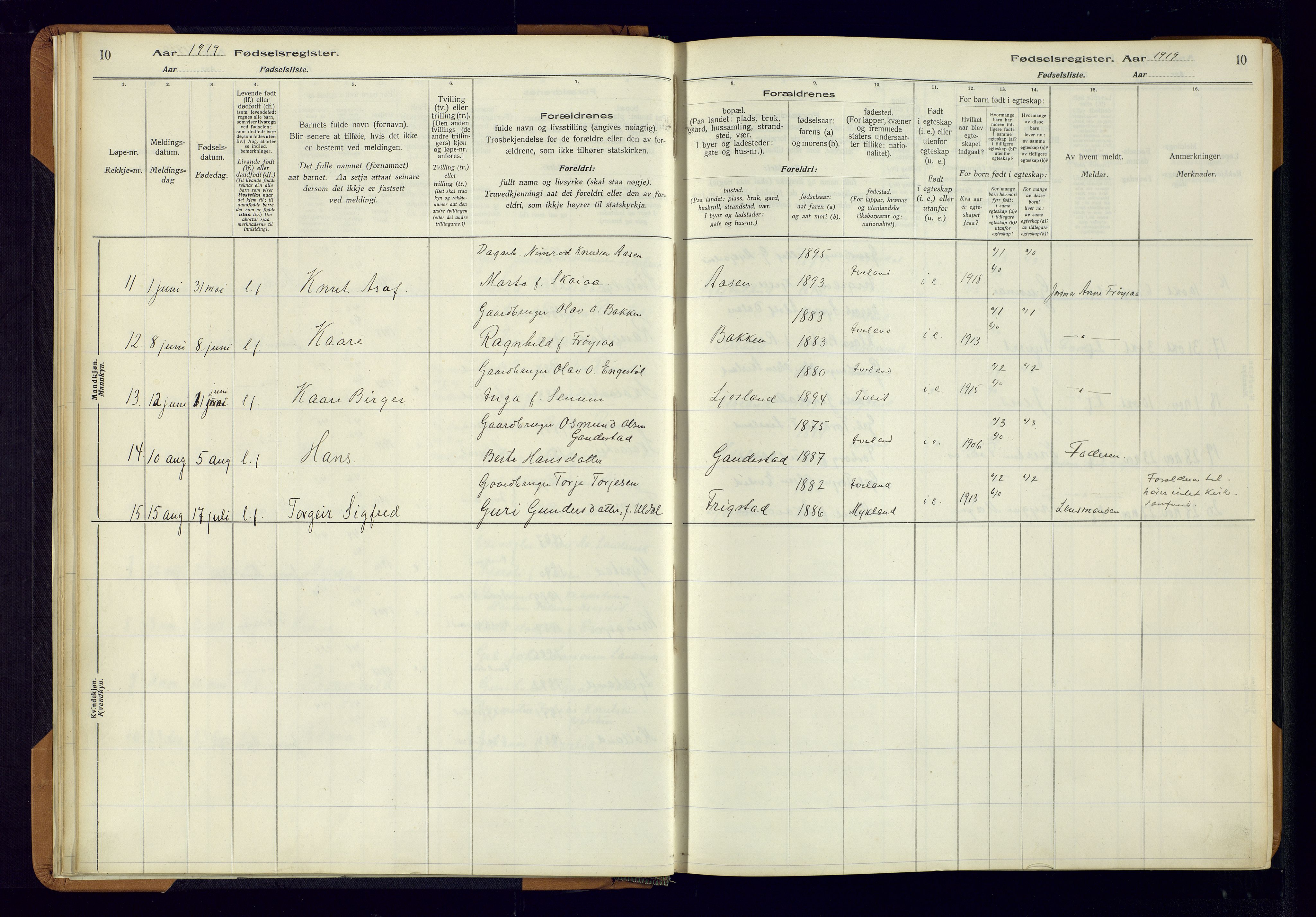 Evje sokneprestkontor, AV/SAK-1111-0008/J/Jc/L0003: Birth register no. II.4.3, 1916-1982, p. 10