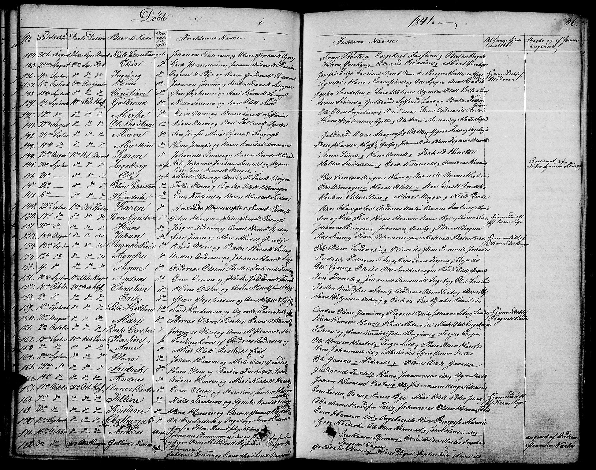 Land prestekontor, SAH/PREST-120/H/Ha/Haa/L0008: Parish register (official) no. 8, 1830-1846, p. 86