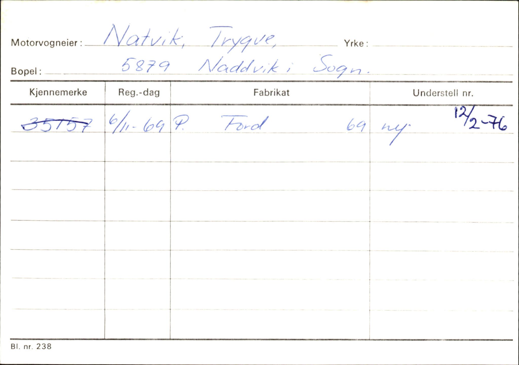 Statens vegvesen, Sogn og Fjordane vegkontor, AV/SAB-A-5301/4/F/L0145: Registerkort Vågsøy S-Å. Årdal I-P, 1945-1975, p. 1928