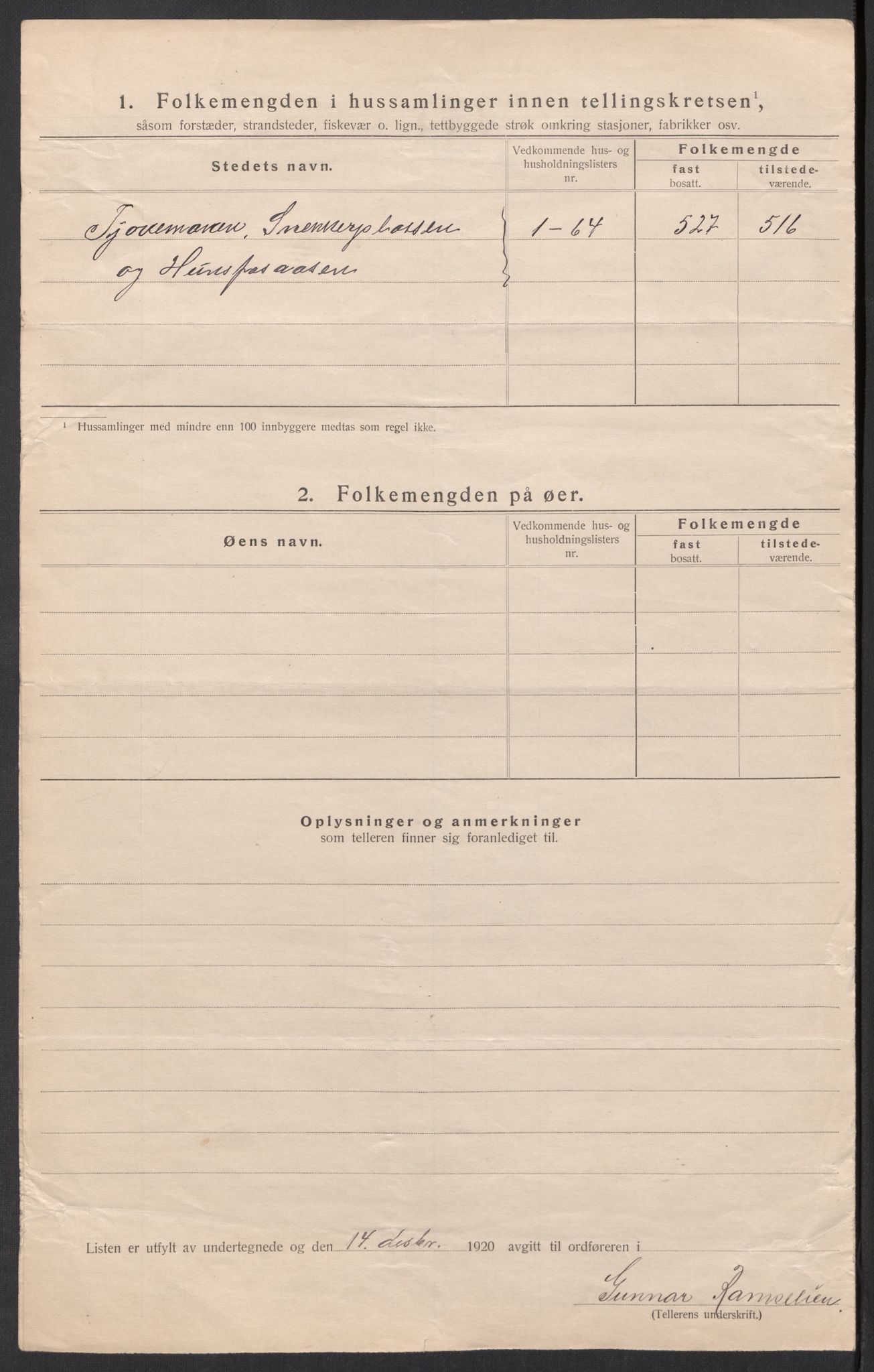 SAK, 1920 census for Vennesla, 1920, p. 21