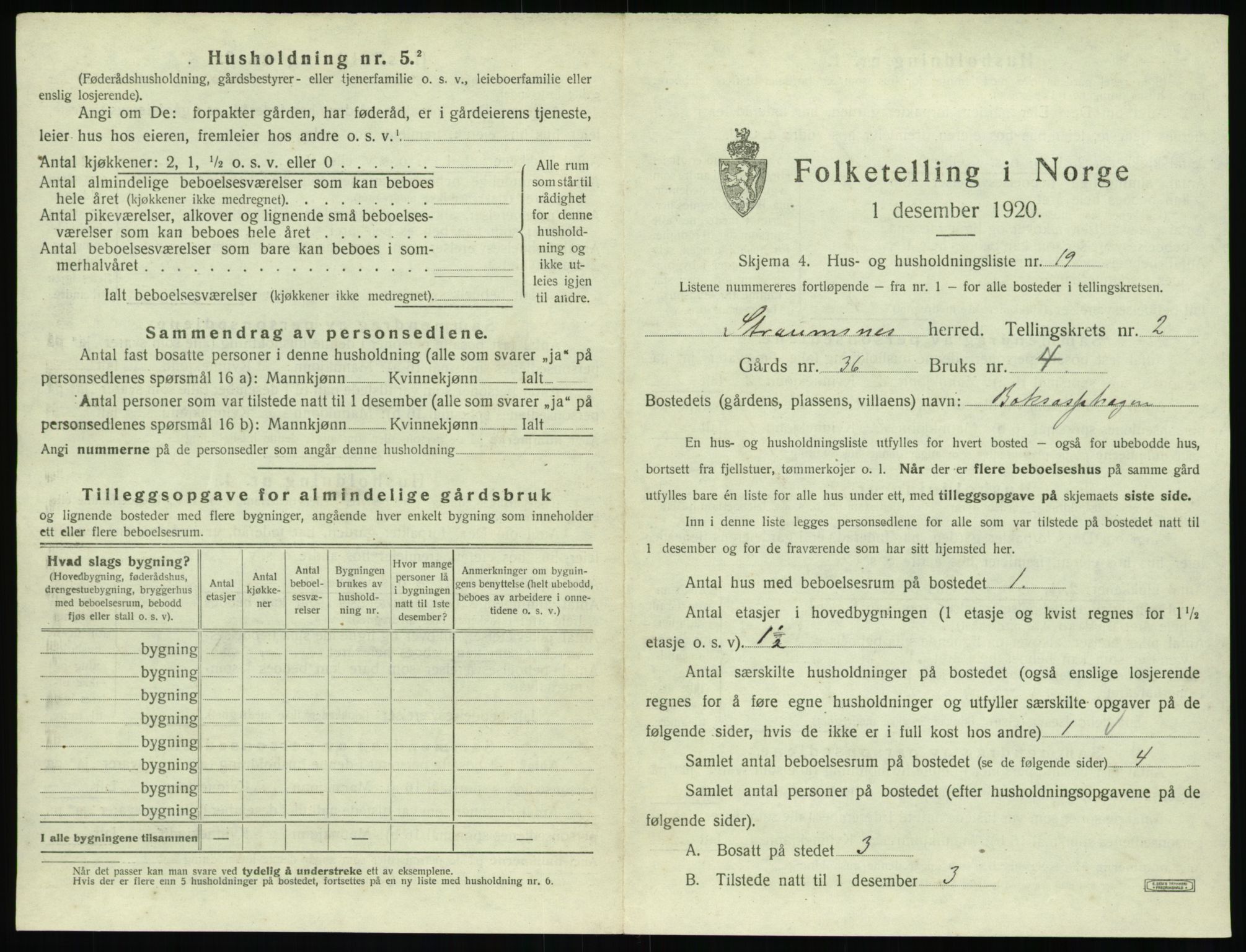 SAT, 1920 census for Straumsnes, 1920, p. 141