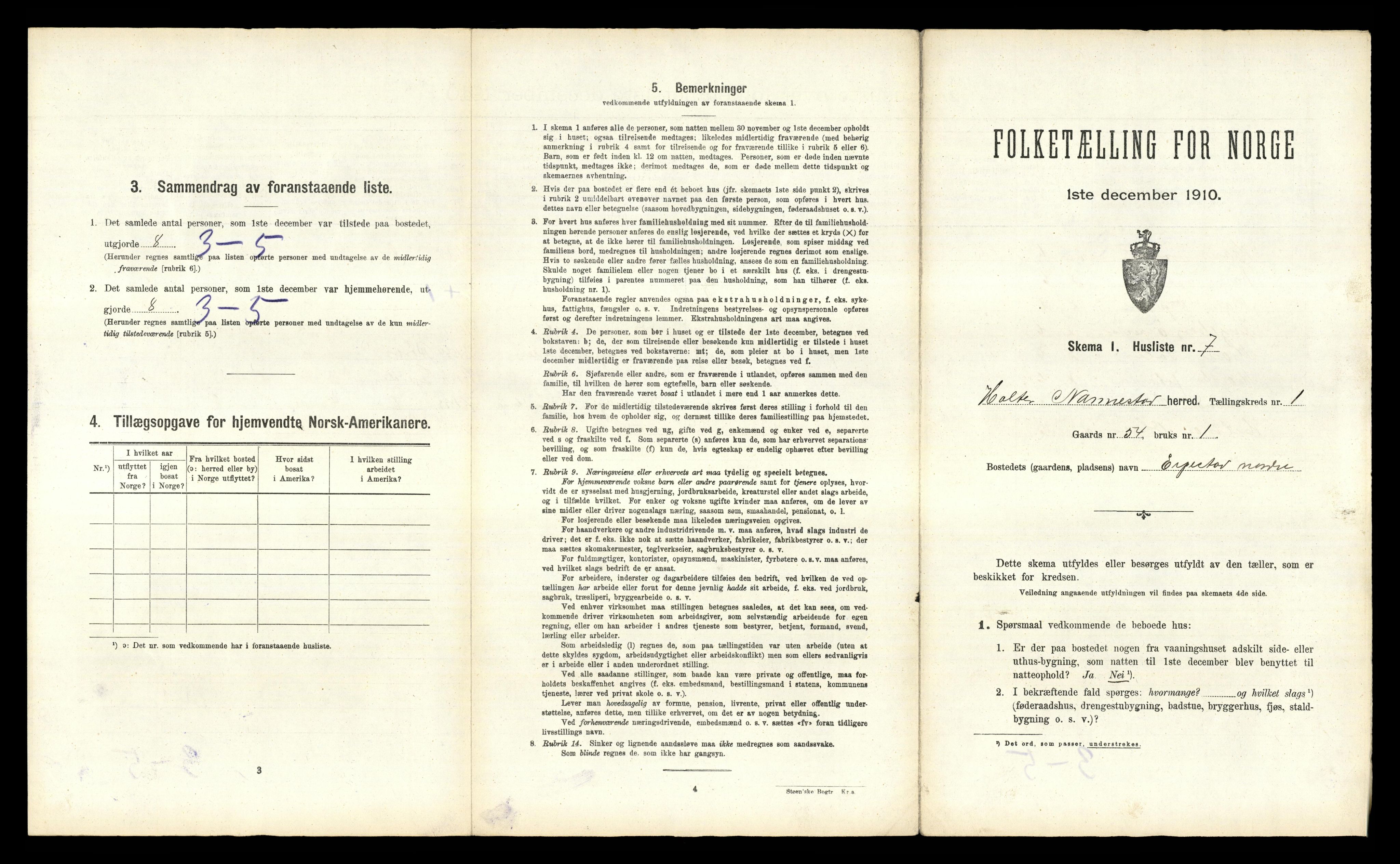 RA, 1910 census for Nannestad, 1910, p. 61