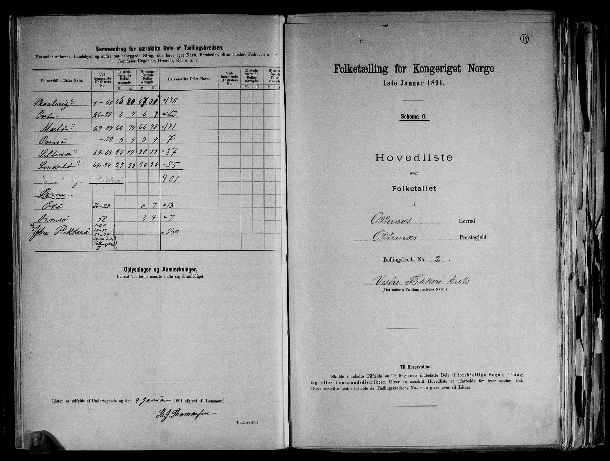 RA, 1891 census for 1012 Oddernes, 1891, p. 7