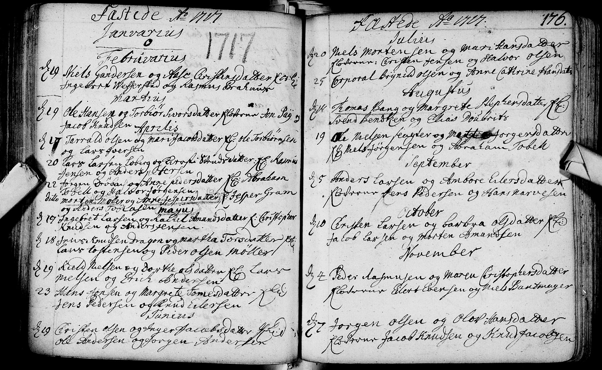 Bragernes kirkebøker, SAKO/A-6/F/Fa/L0003: Parish register (official) no. I 3, 1706-1734, p. 176