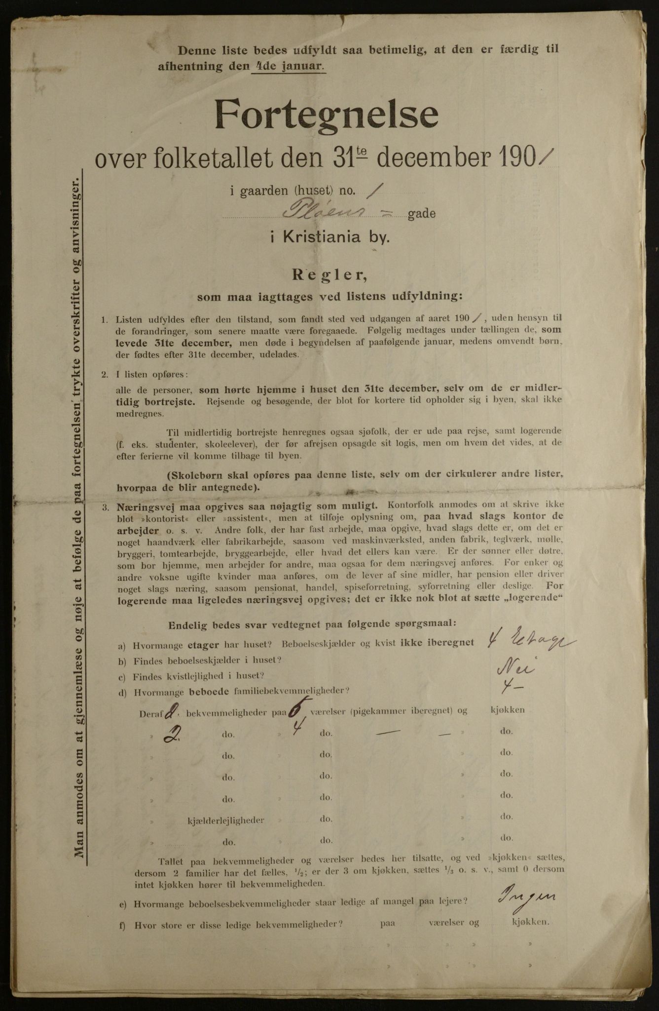 OBA, Municipal Census 1901 for Kristiania, 1901, p. 12415