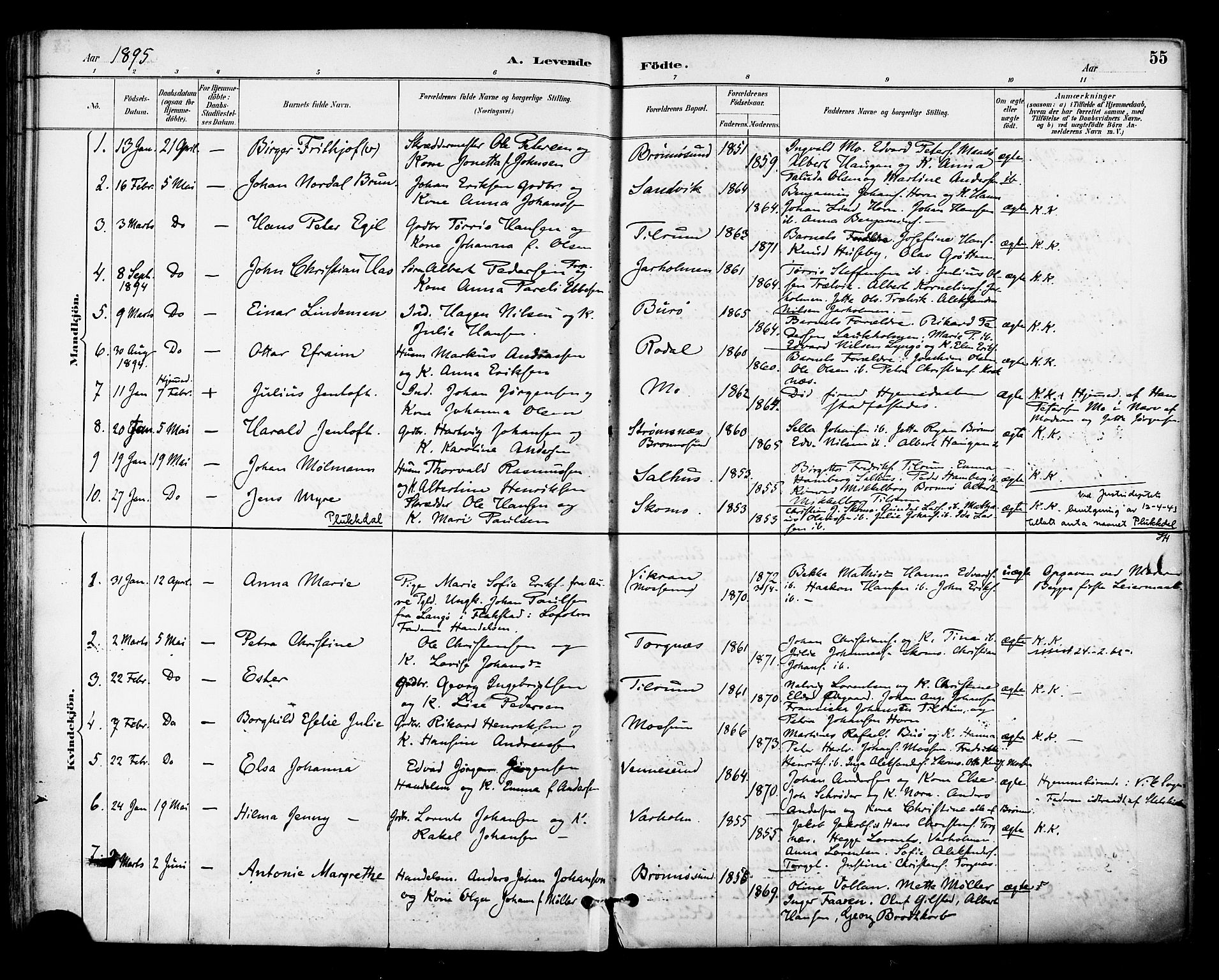 Ministerialprotokoller, klokkerbøker og fødselsregistre - Nordland, SAT/A-1459/813/L0200: Parish register (official) no. 813A10, 1886-1900, p. 55